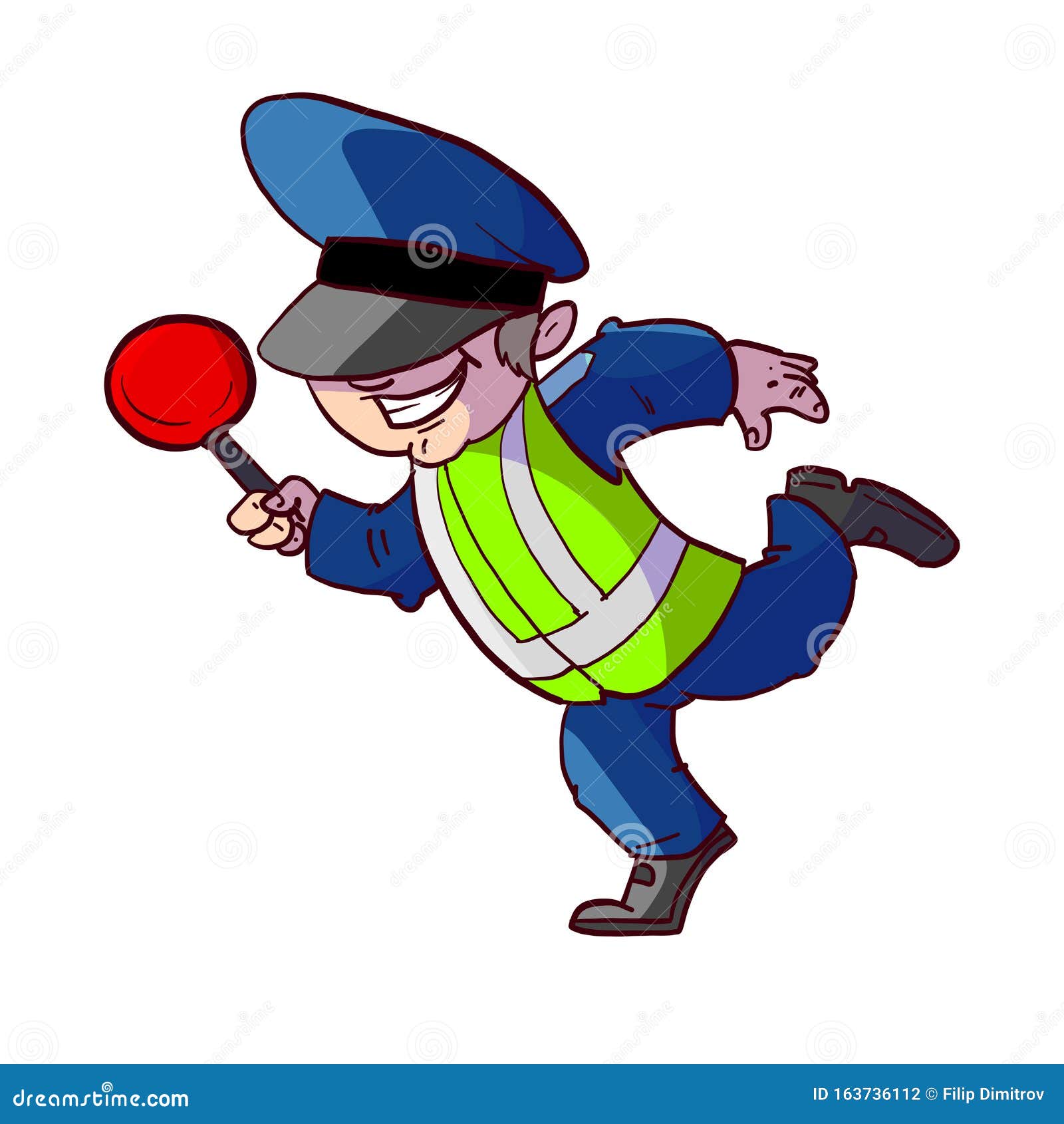 Caricatura Colorida Oficial De Policía De Tráfico Ilustración del Vector -  Ilustración de uniforme, profesional: 163736112