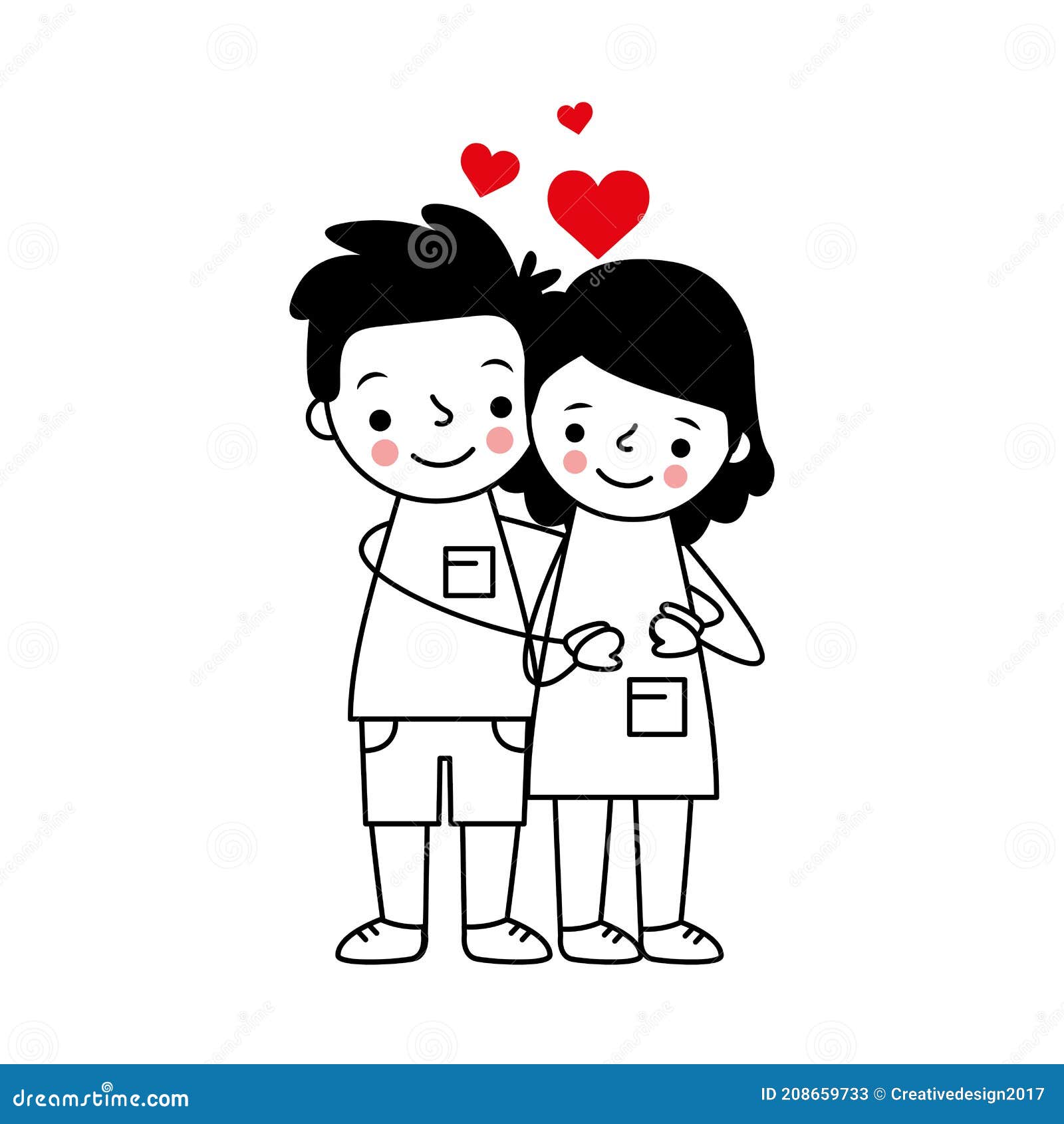 Caricatura De Amor De Pareja Ilustración del Vector - Ilustración de  romance, corazones: 208659733
