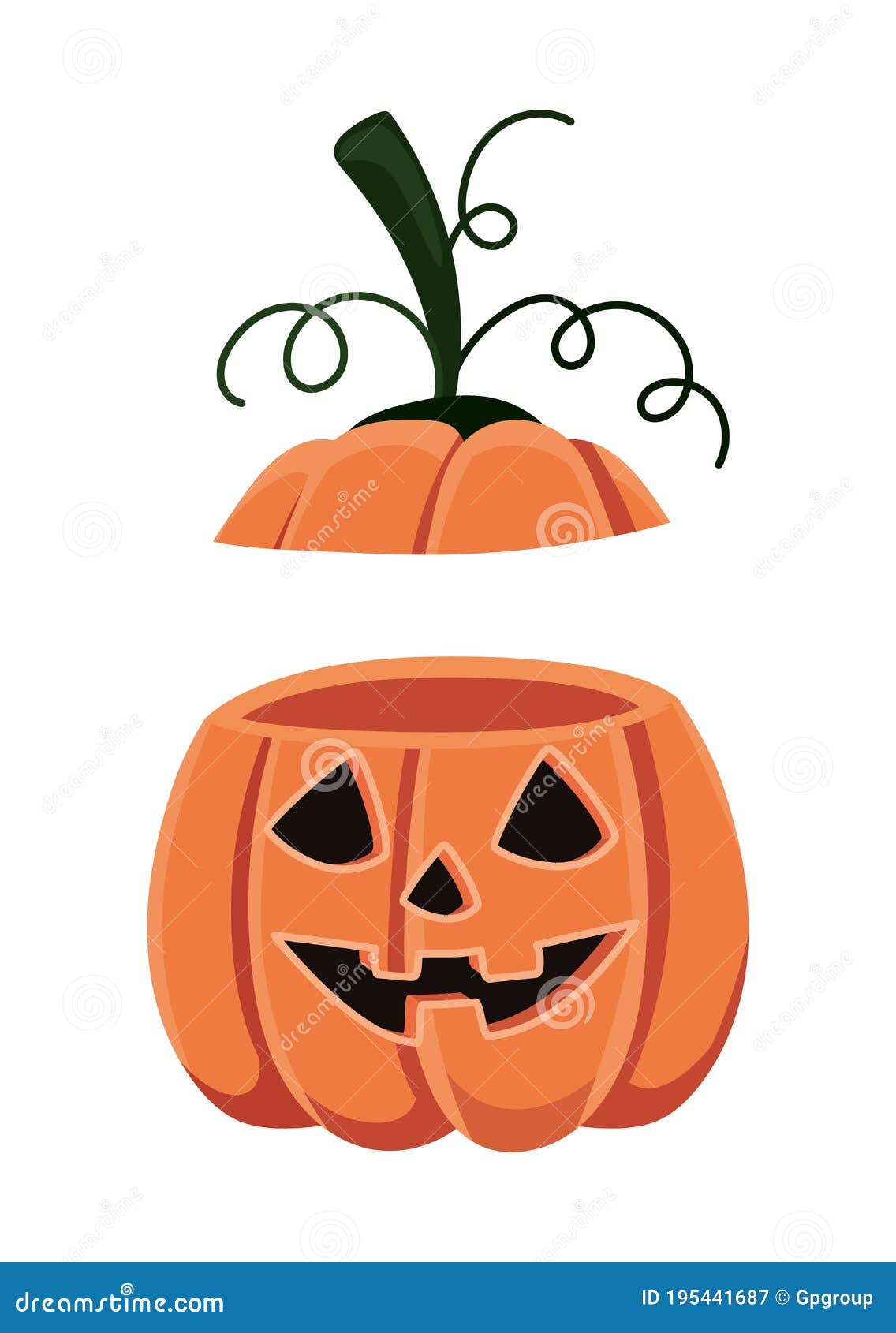 Caricatura De Calabaza De Halloween Con Diseño De Portada Vectorial  Ilustración del Vector - Ilustración de asustadizo, calabaza: 195441687