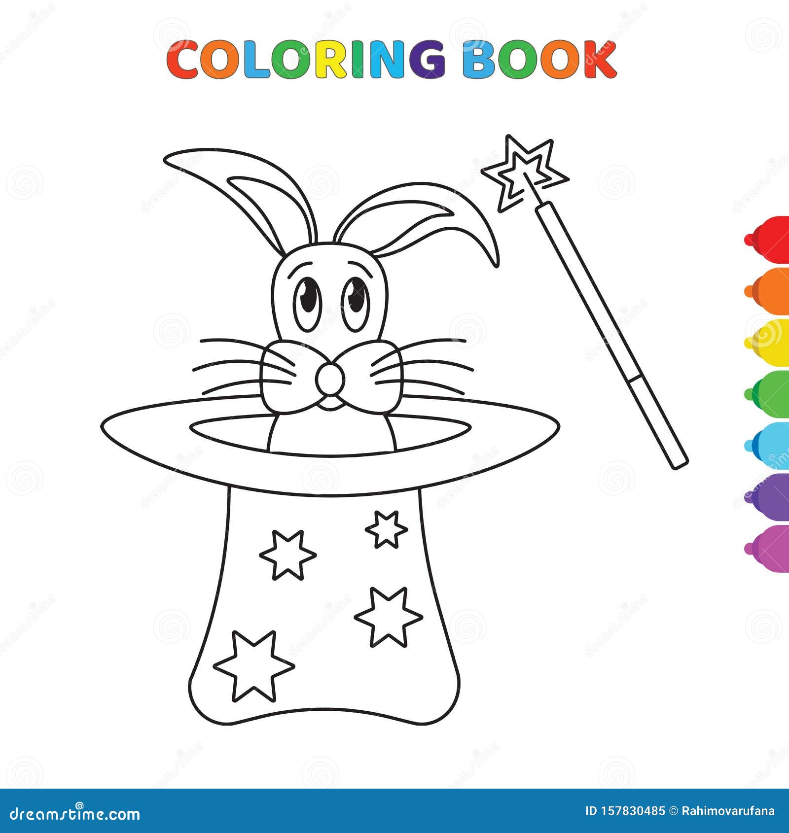 Caricatura De Conejo En Un Sombrero Mago Y Libro De Coloración De  Herramientas Mágicas Para Niños Ilustración Vectorial En Blanco Ilustración  del Vector - Ilustración de mago, fondo: 157830485