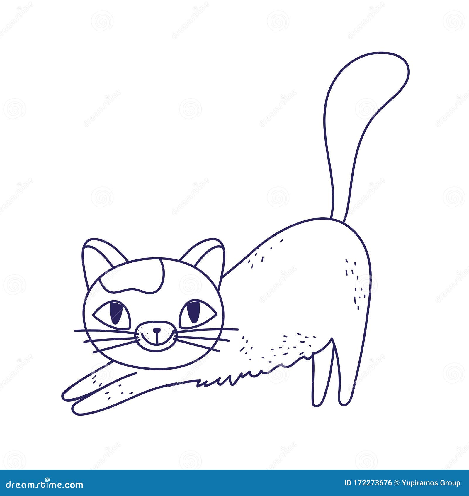 Caricatura De Gatos Curados Personaje Felino Diseño Lineal Ilustración del  Vector - Ilustración de historieta, humor: 172273676