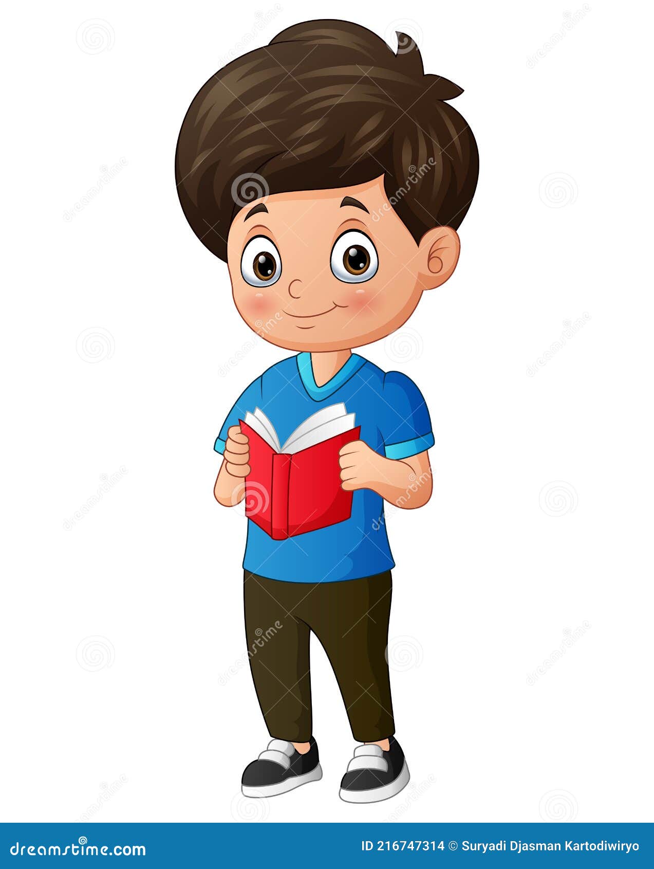 Caricatura De Niño Leyendo Un Libro Ilustración del Vector - Ilustración de  carta, aislado: 216747314