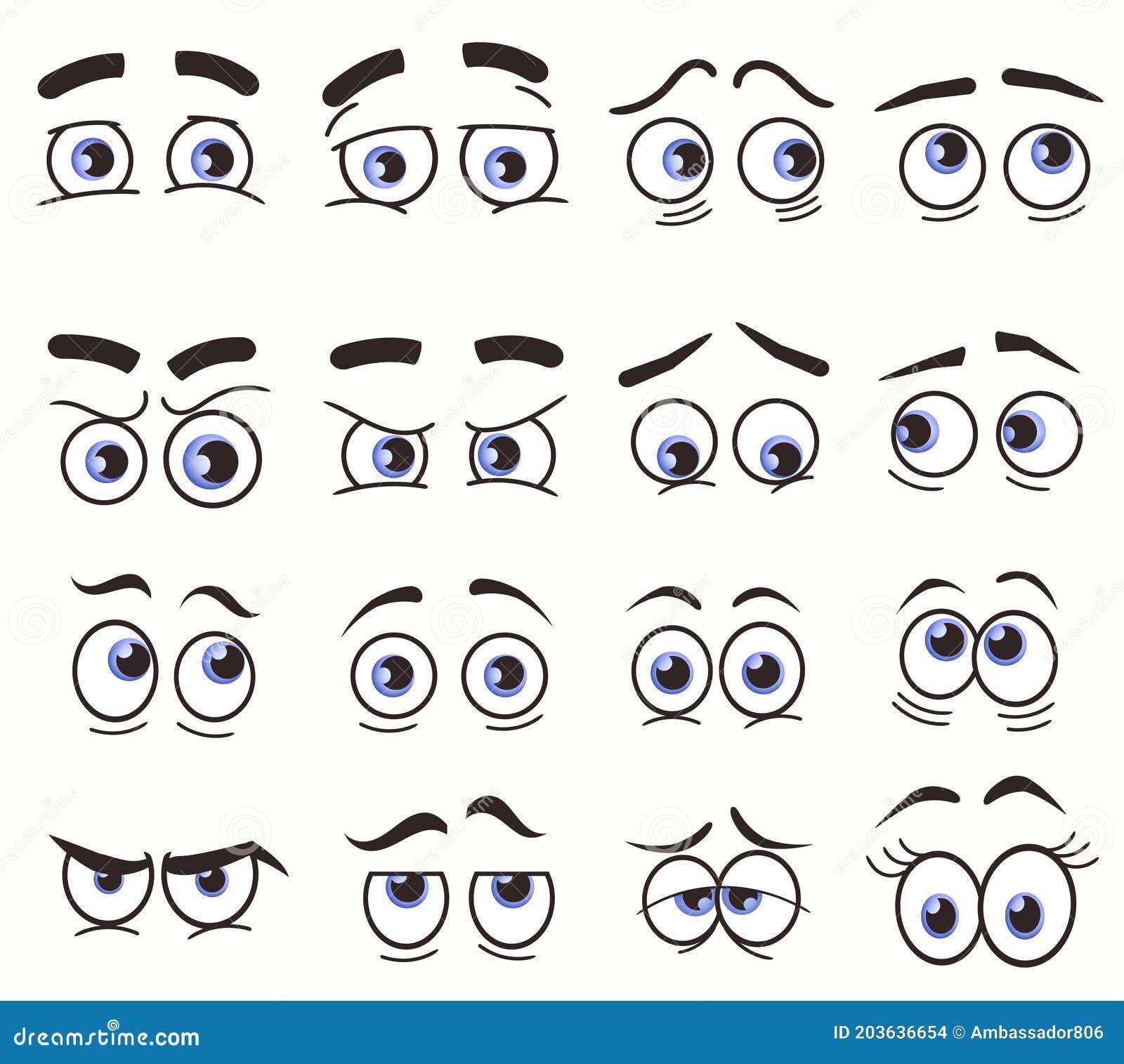 Caricatura De Ojos Graciosos. Conjunto De Vectores Ilustración del Vector - Ilustración de alegre, caricatura: 203636654 Caricatura De Ojos Graciosos. Conjunto De Vectores Ilustración del Vector - Ilustración de alegre, caricatura: 203636654