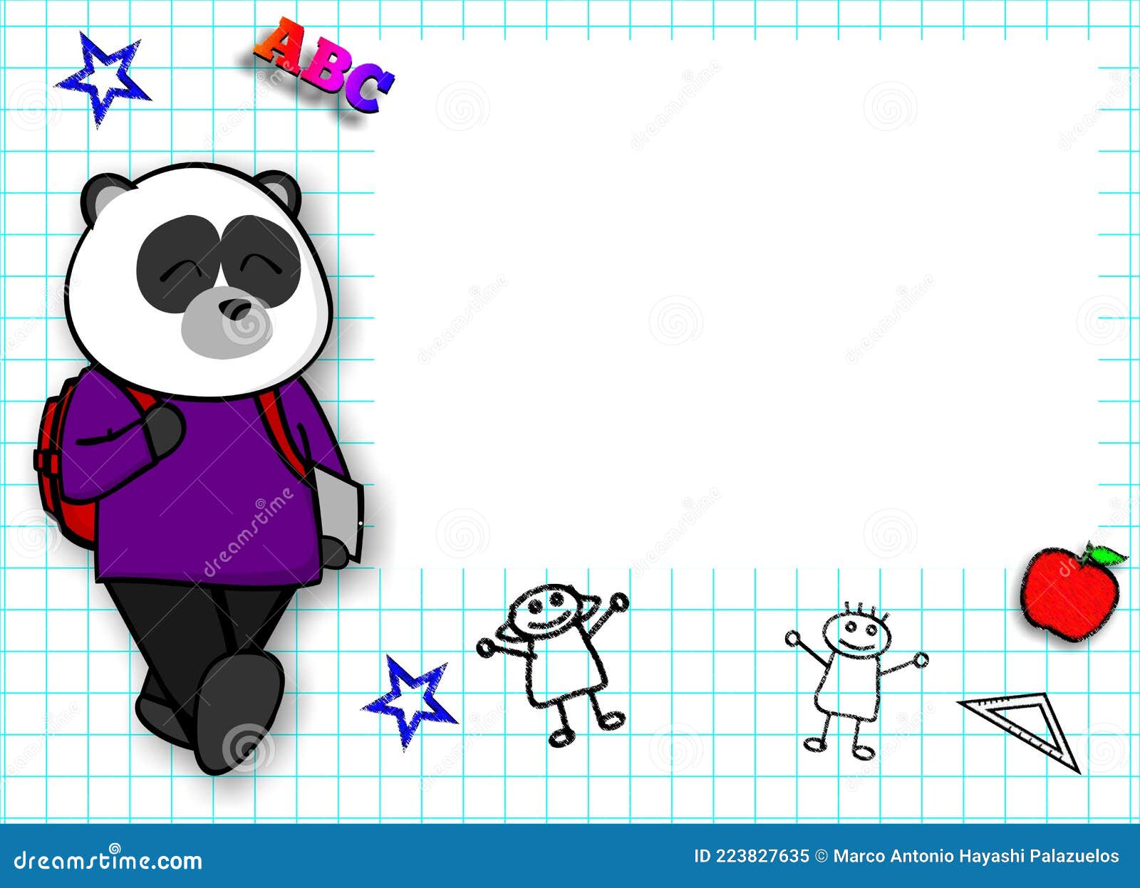 Caricatura Del Personaje Del Bebé Del Oso Panda Lindo De Vuelta a La  Escuela Stock de ilustración - Ilustración de retroceder, marco: 223827635