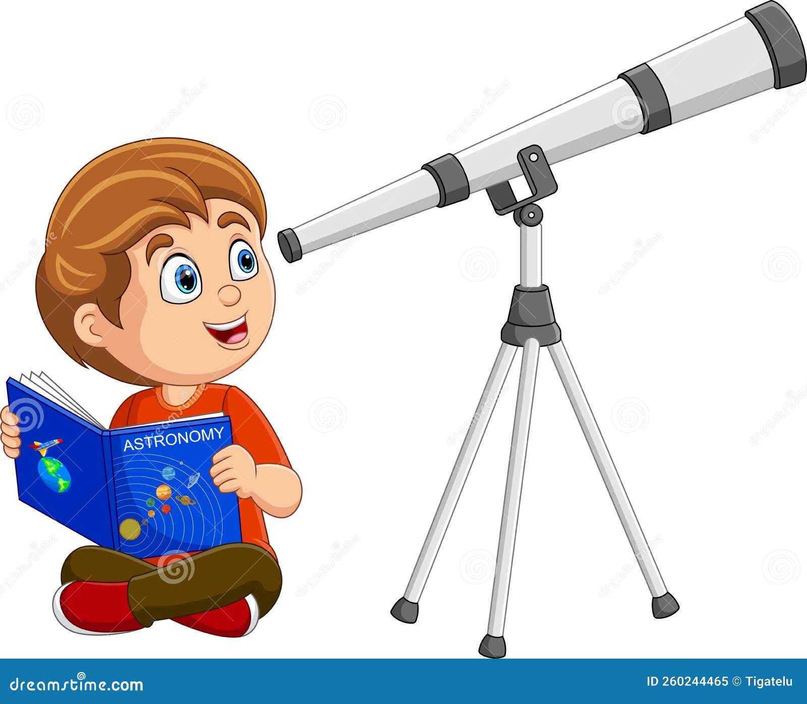 Caricatura Niño Pequeño Mirando a Través De Un Telescopio Ilustración del  Vector - Ilustración de universo, correspondencia: 260244465