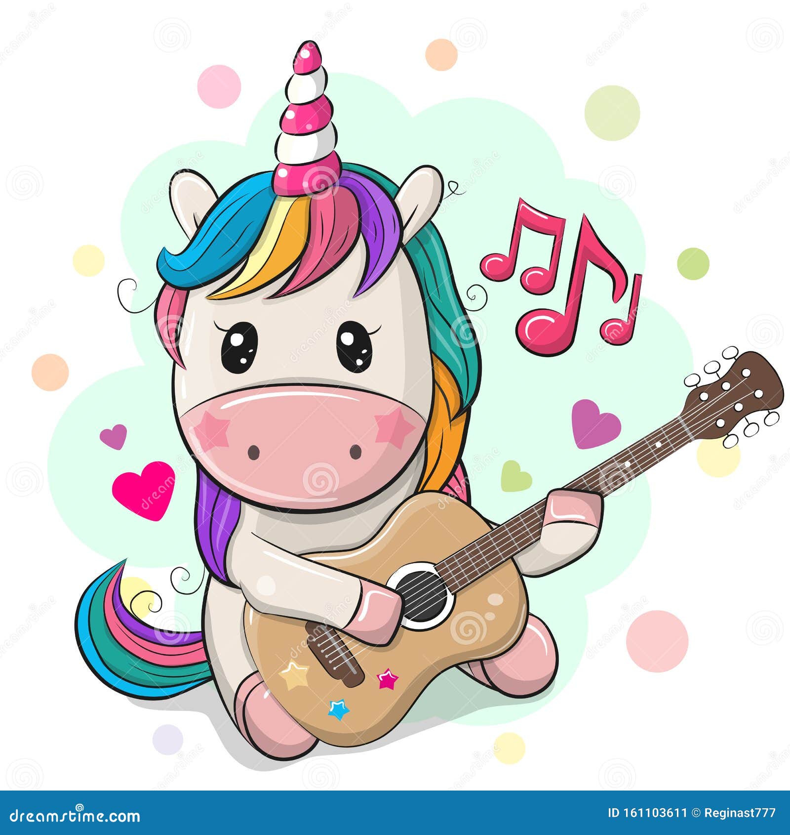 Caricatura Unicornio Con El Pelo Colorido Toca La Guitarra Ilustración del  Vector - Ilustración de adorable, muchacho: 161103611