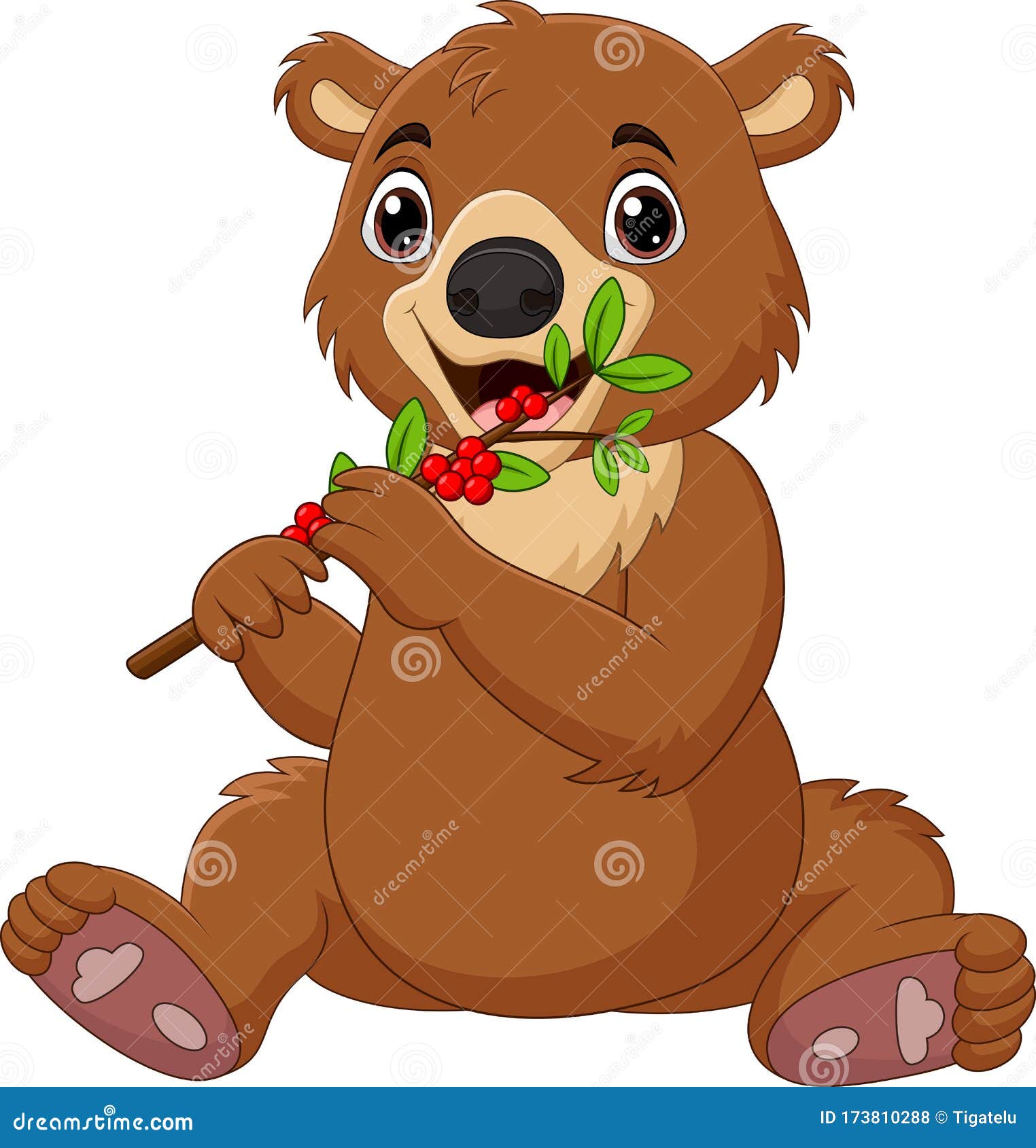 Feliz Bebê Marrom Urso Desenho Animado Sentado Royalty Free SVG