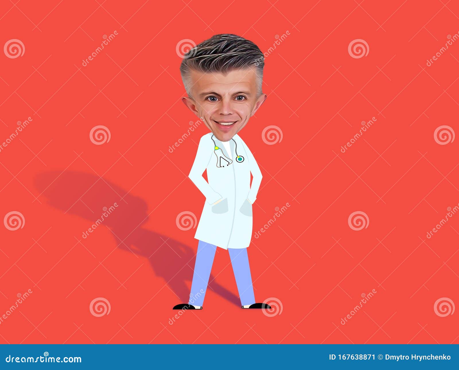 Caricature Doctor Man. Cartoon Style Body with Real Human Big Head in Medical Uniform Full Length Illustration Stock Image - Image of health, character: 167638871 Caricature Doctor Man. Cartoon Style Body with Real Human Big Head in Medical Uniform Full Length Illustration Stock Image - Image of health, character: 167638871