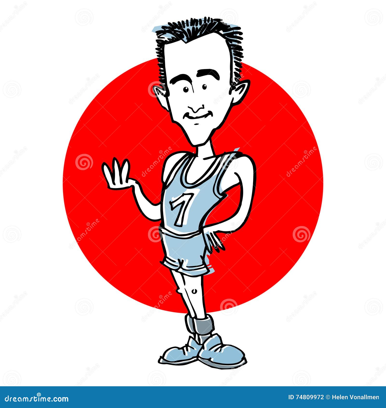 caricature of male runner athlete, cartoon