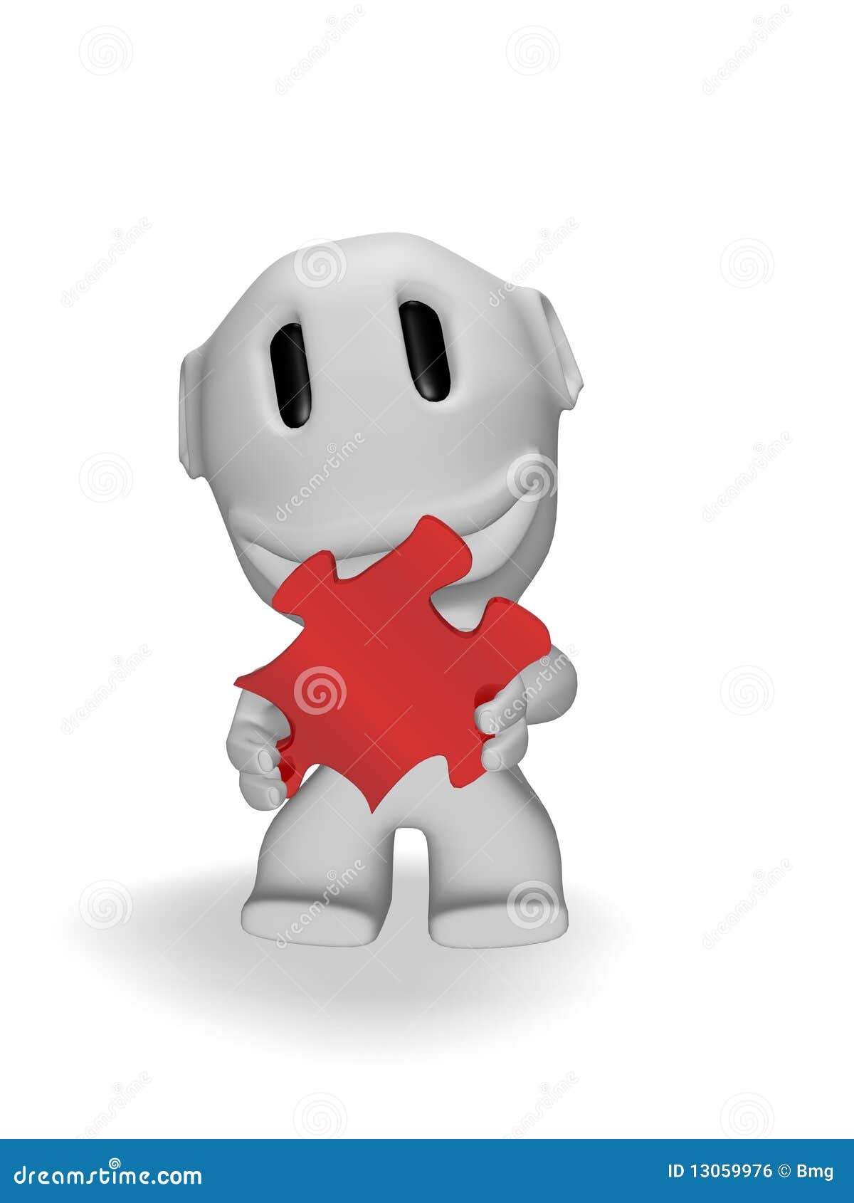 Caricature of Man Smiling with Puzzle Stock Illustration Illustration