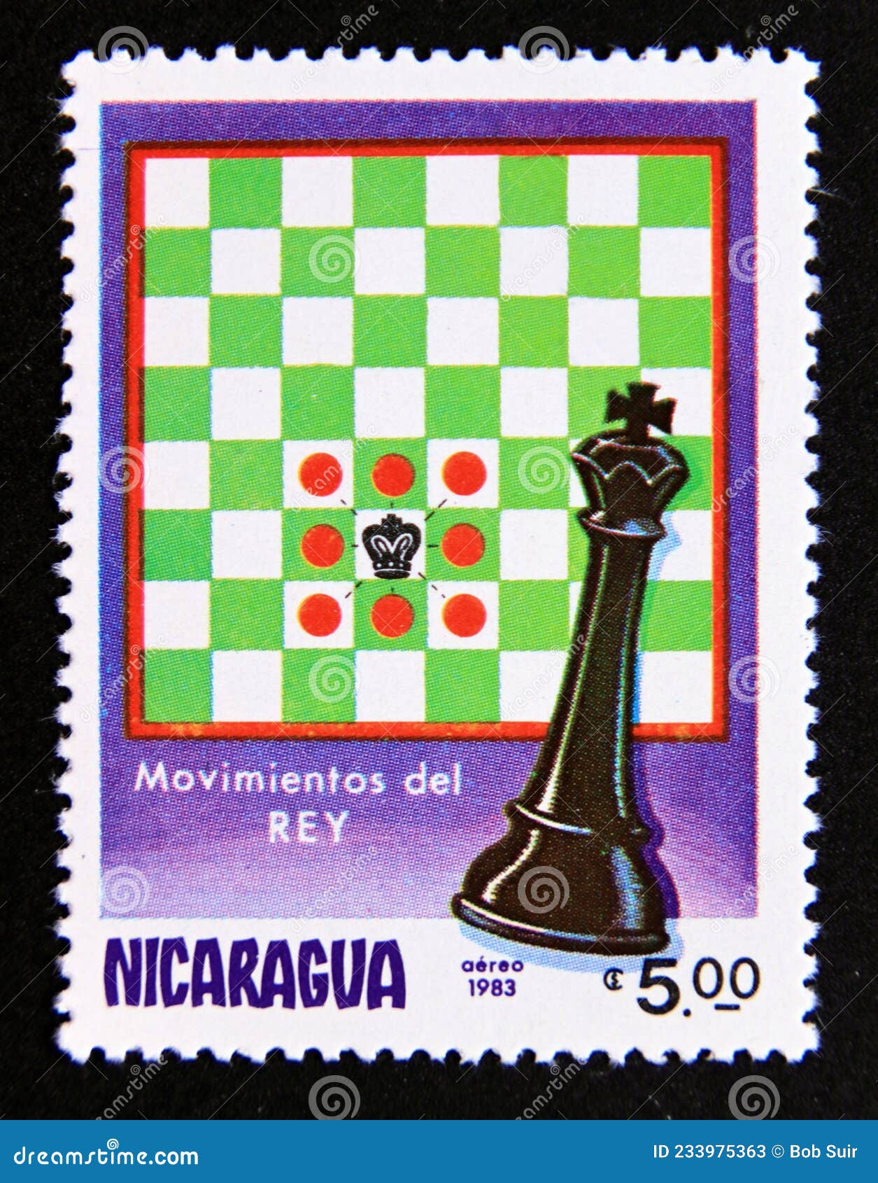 Carimbo Postal Nicaragua 1983. Peça De Xadrez Rainha Imagem de