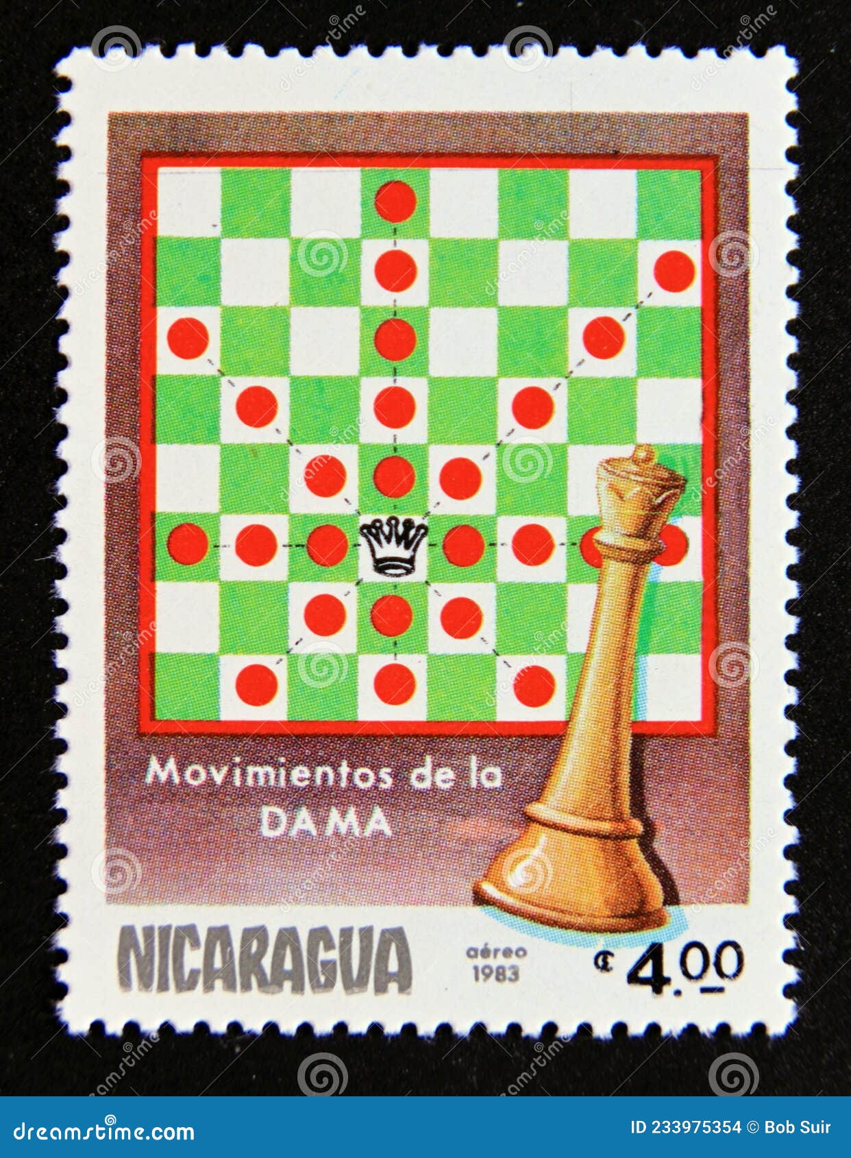 Carimbo Postal Nicaragua 1983. Peça De Xadrez Rainha Imagem de