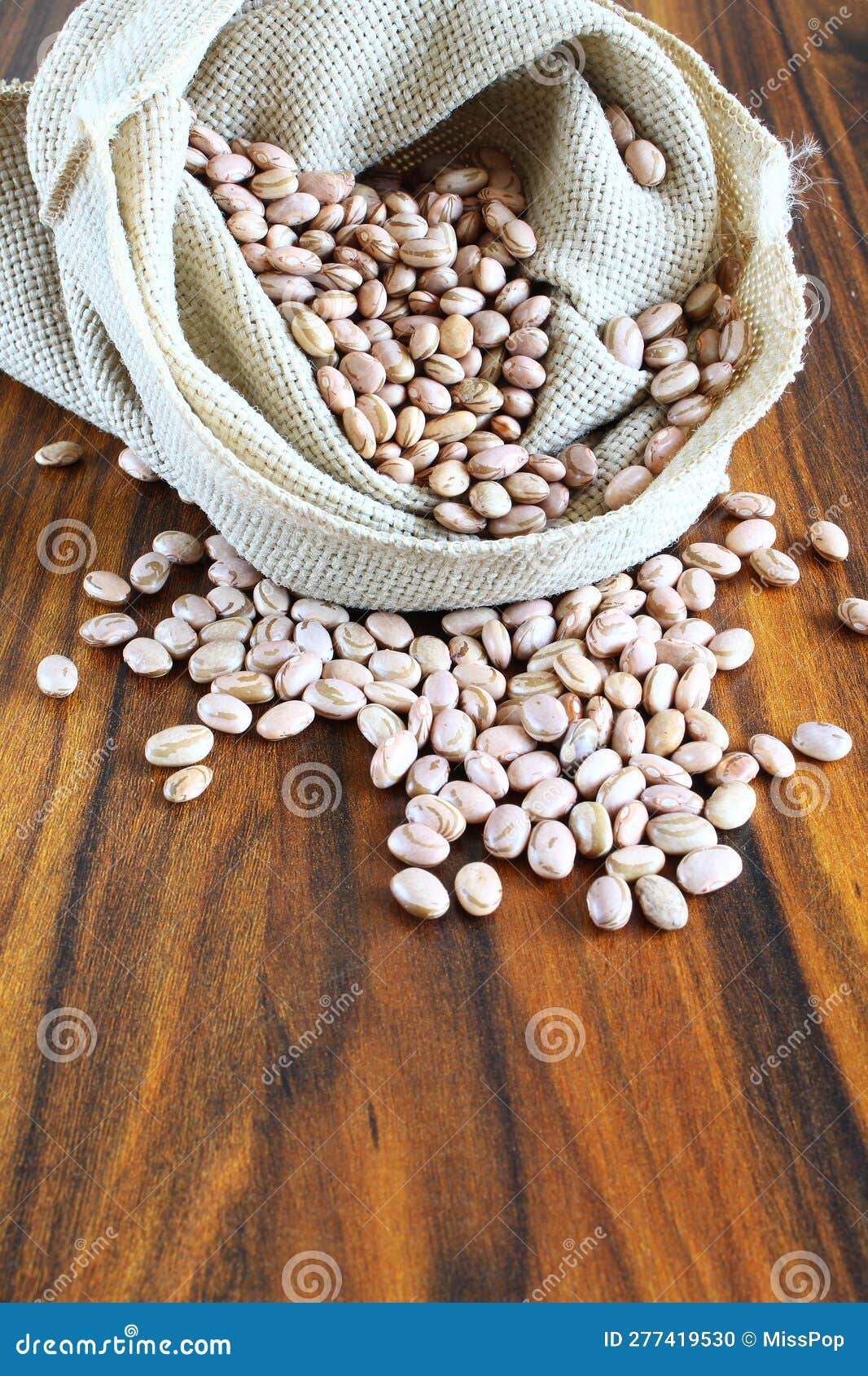 Carioca Beans. Brazilian Grains in a Jute Fabric on the Rustic Table ...