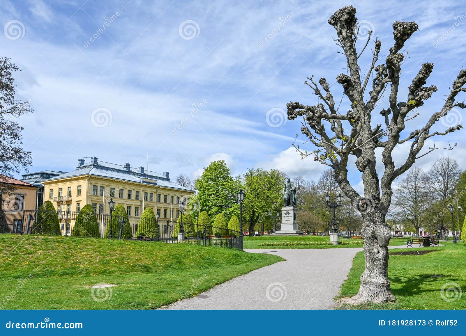carl johans park in norrkoping during spring in sweden