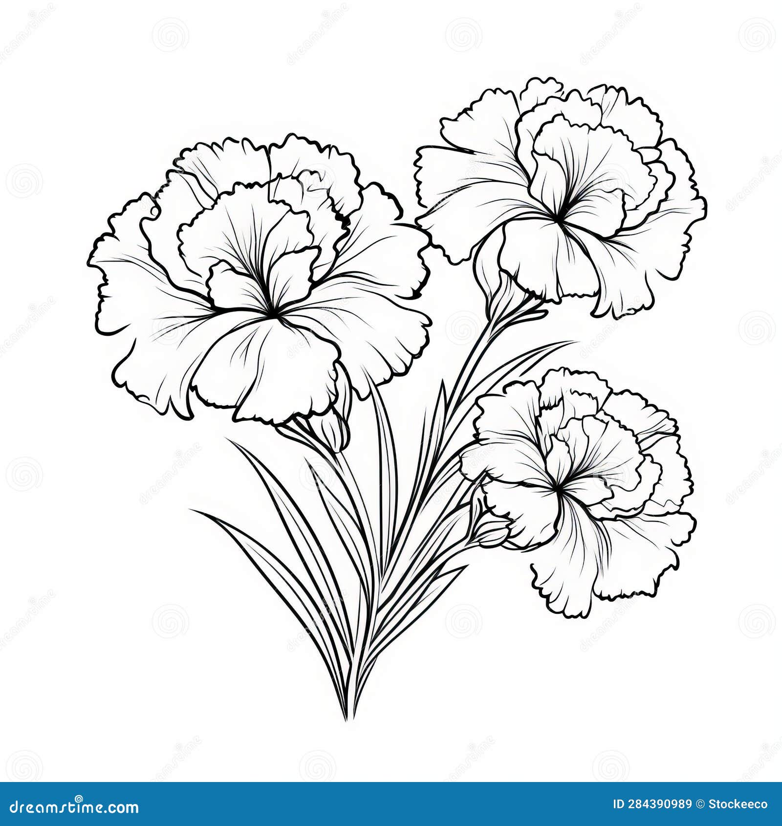 Carnation Coloring Page: Elegant Vector Illustration for Subtle Realism ...