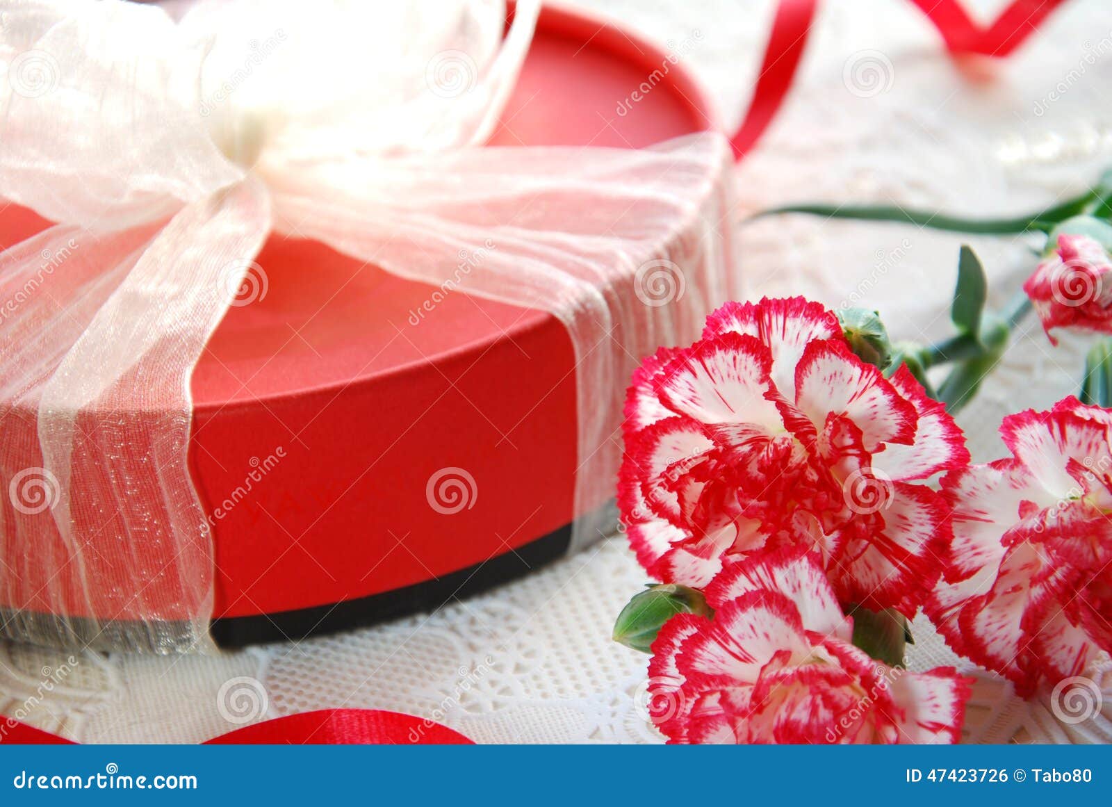 Carnation and Gift for Party Stock Photo Image of flowers, present