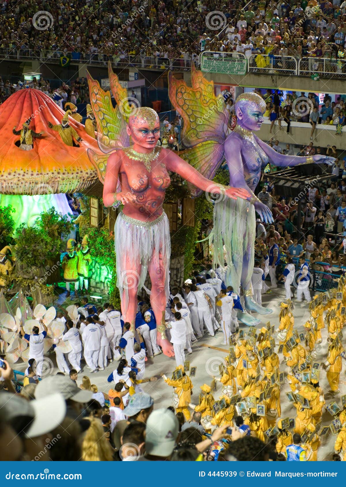 Carnevale di Rio, 2008. Due fatati sul grande galleggiante al carnevale 2008 di Rio.