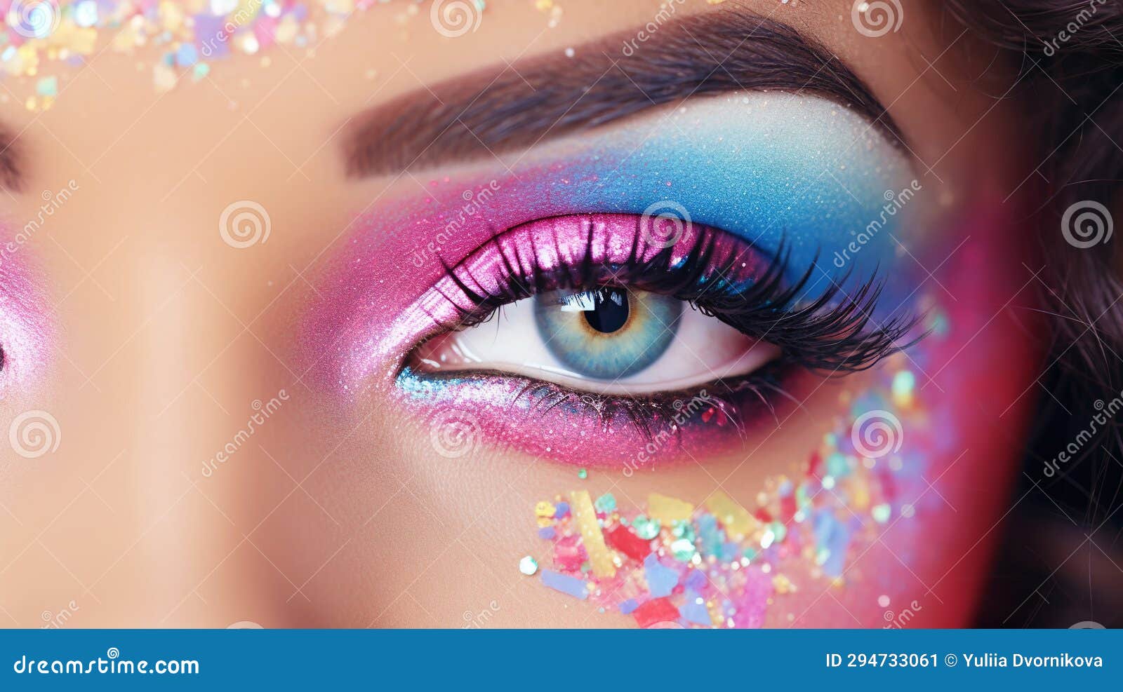 Premium AI Image  Anime makeup Pretty girl with bright makeup glitte  illustration AI generative