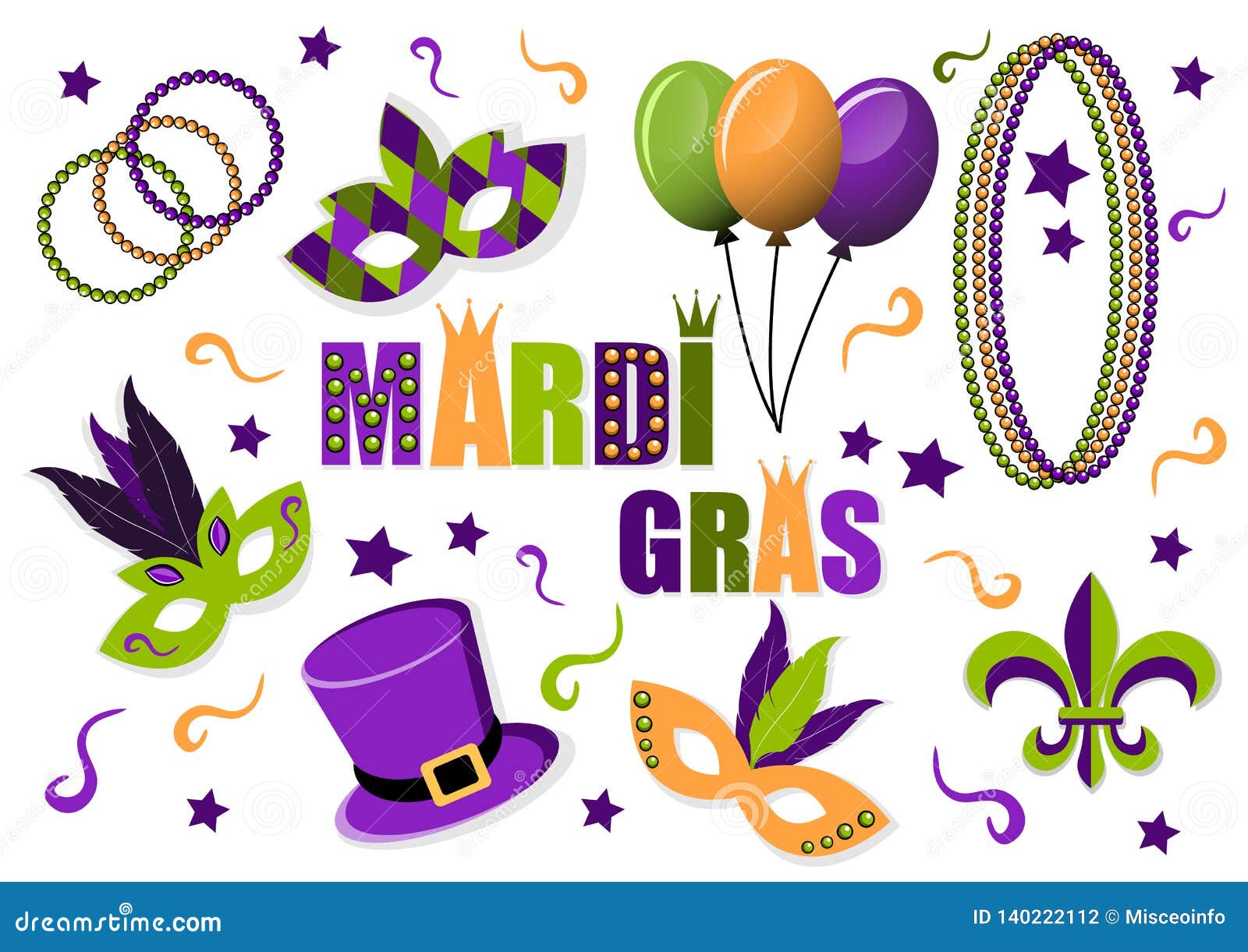 Mardi Gras Stickers Set Vector Download