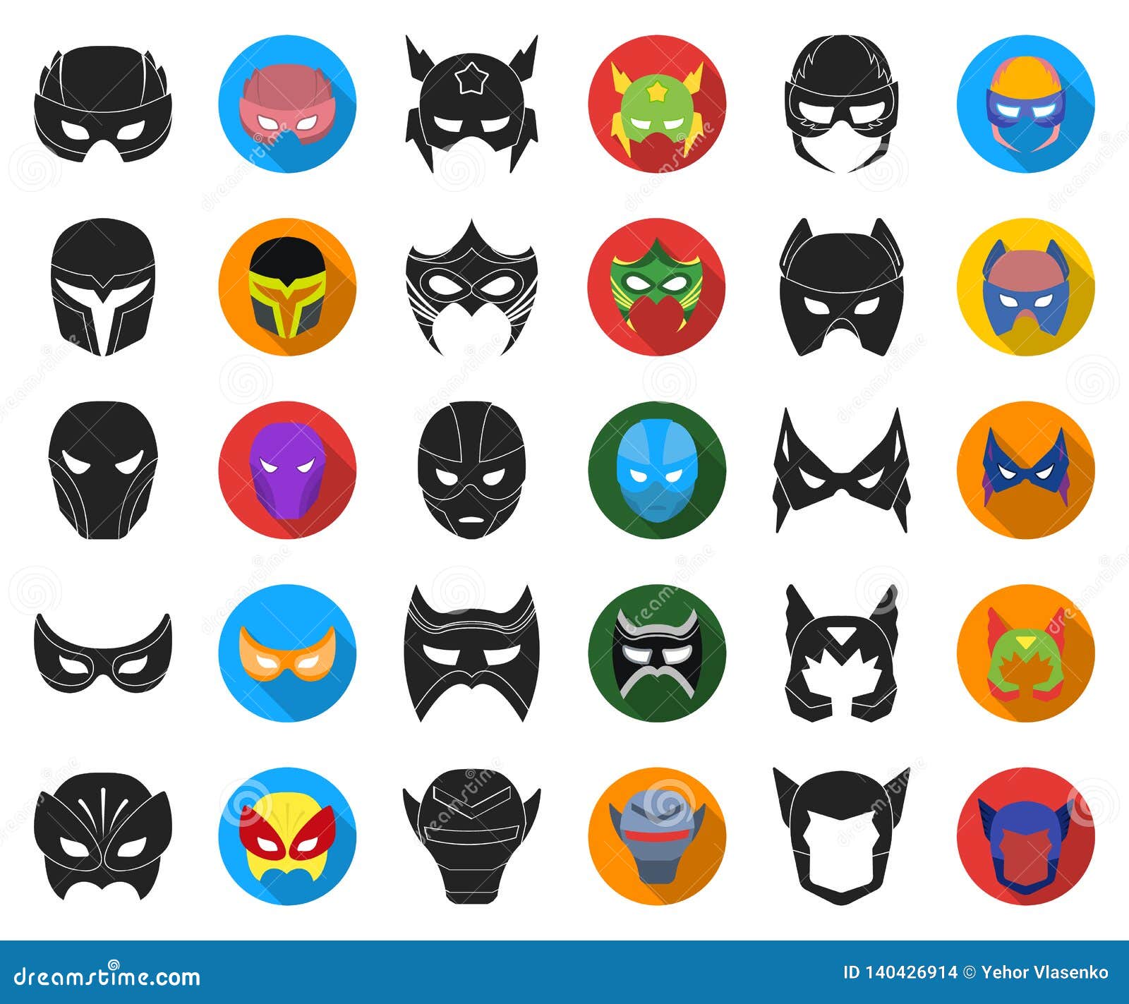 Carnival Mask Black,flat Icons in Set Collection for Design.Mask on the ...