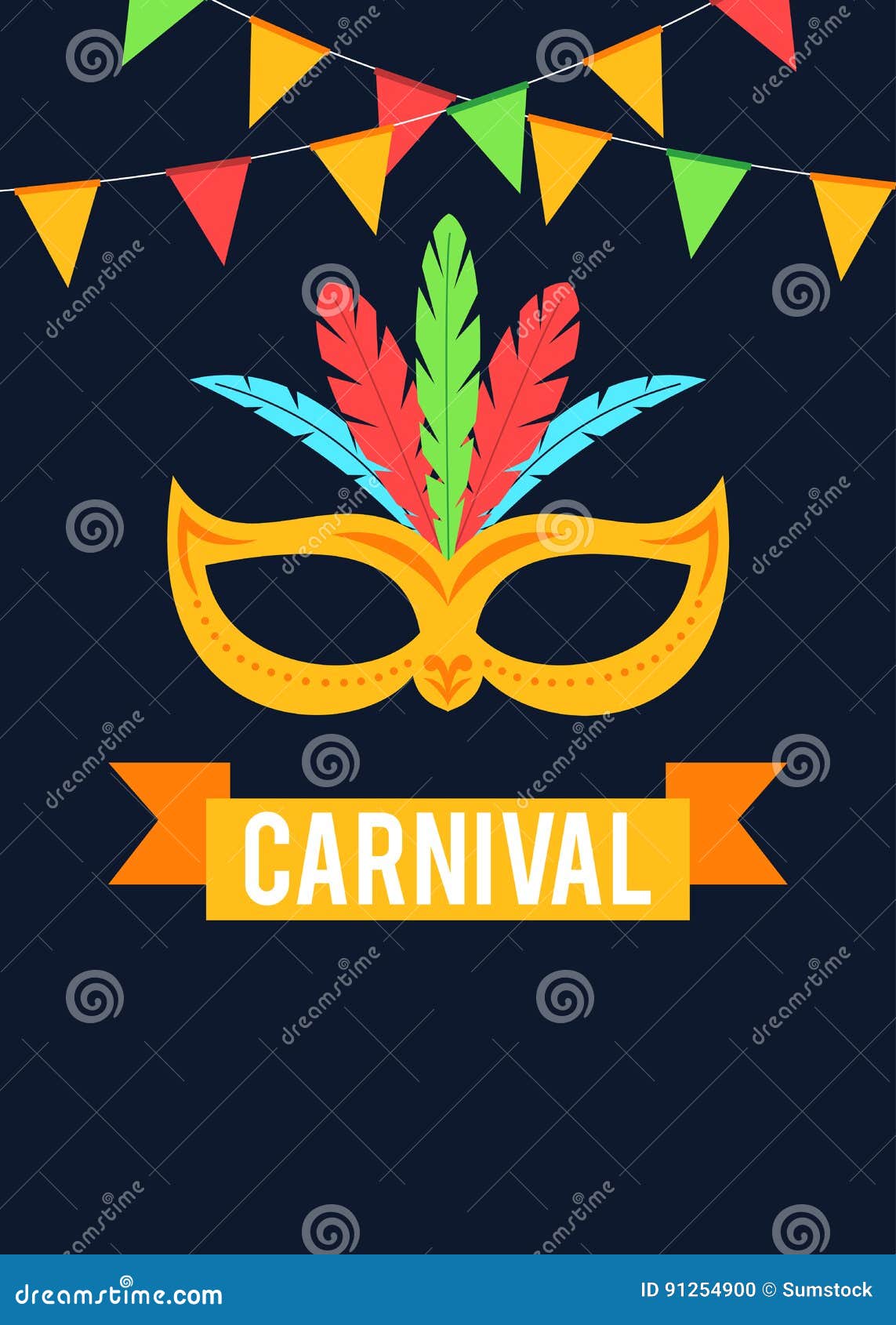 carnival mask with buntings flyer 