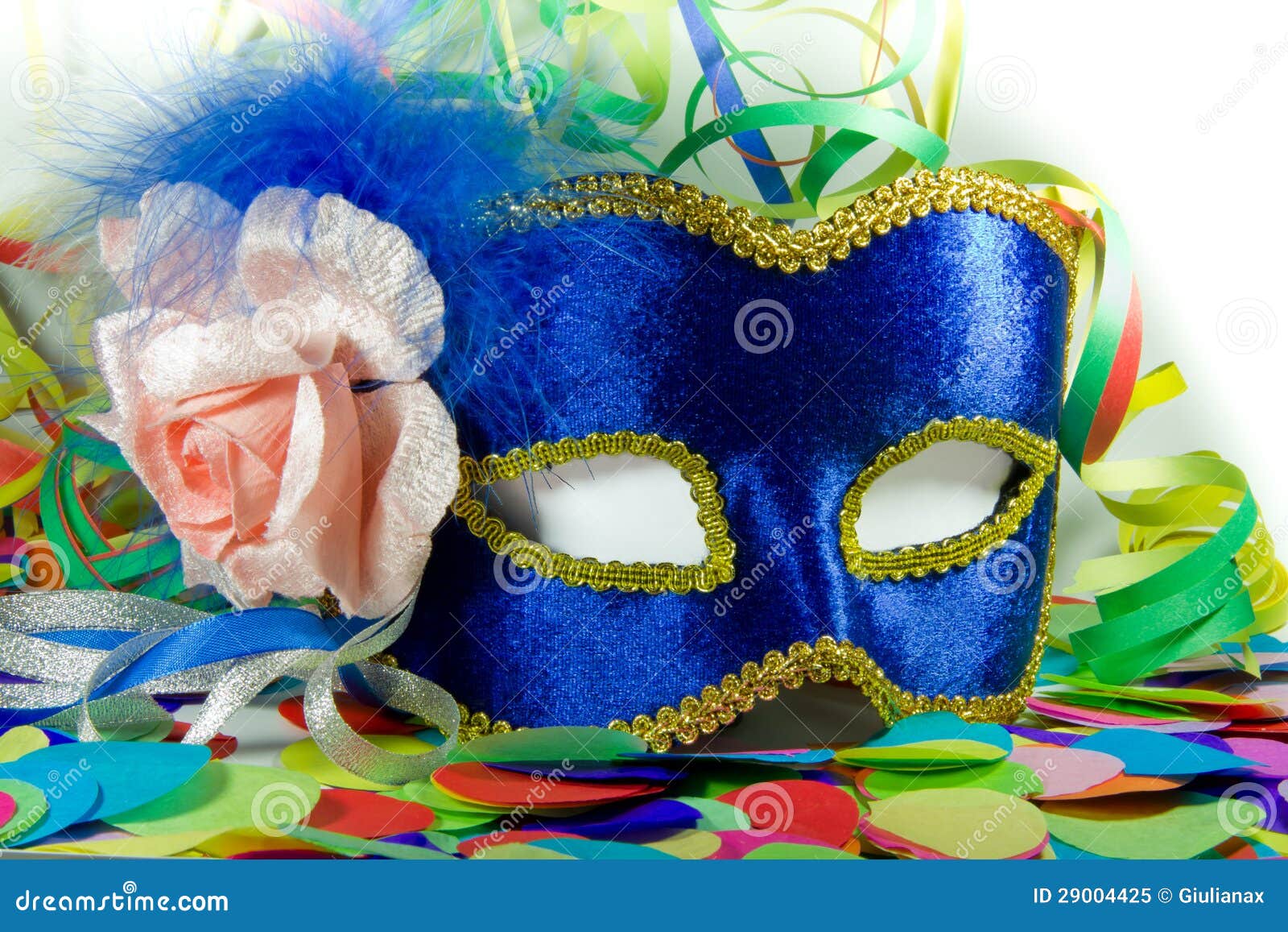 Carnival Mask, Confetti and Streamers Stock Image Image of pink