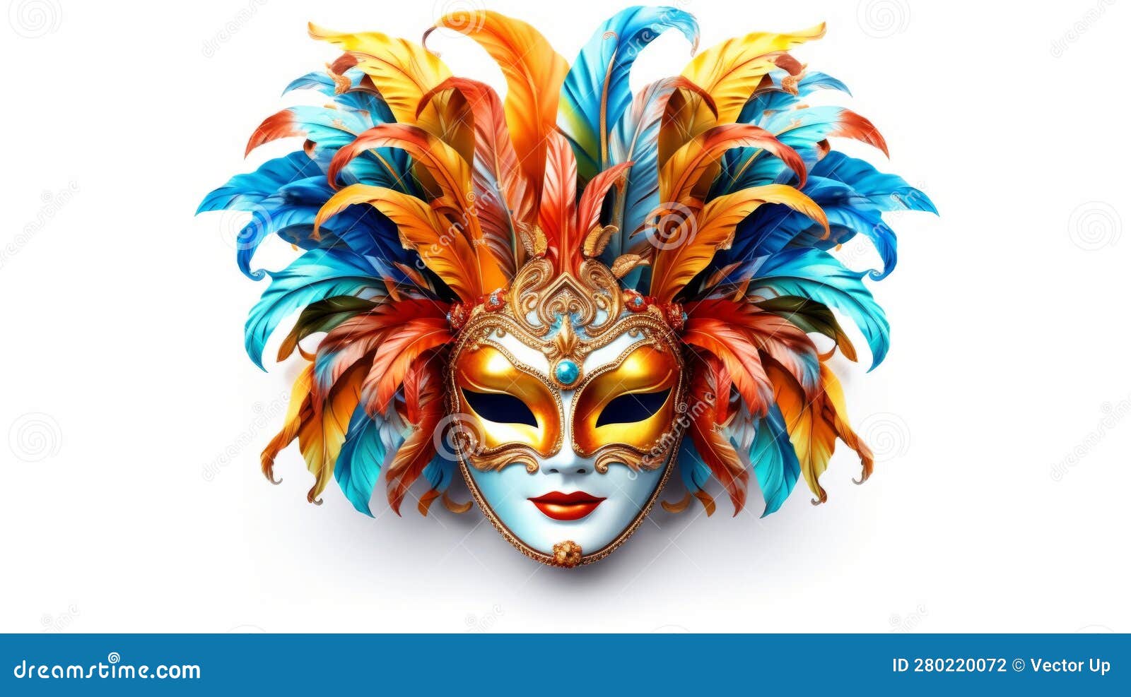 Carnival Mask Isolated on White Background. Generative AI Stock  Illustration - Illustration of carnival, elegance: 280220072
