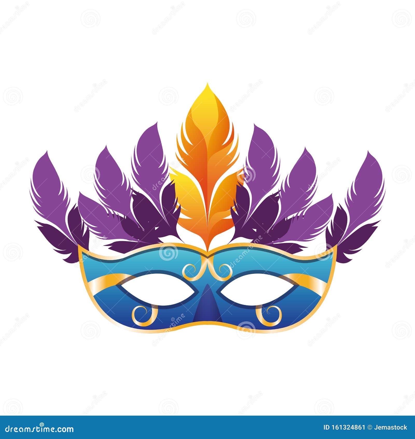 Mardi gras carnival violet feather Royalty Free Vector Image