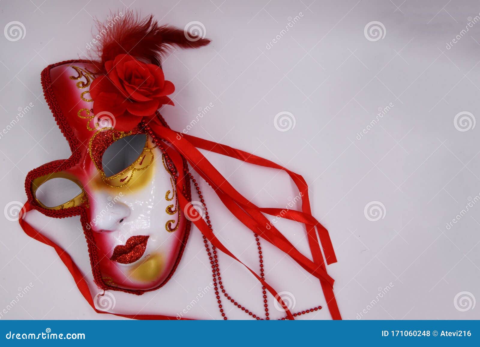 Carnival Mask, Red-gold, Covers One Eye. Stock Photo - Image of golden ...