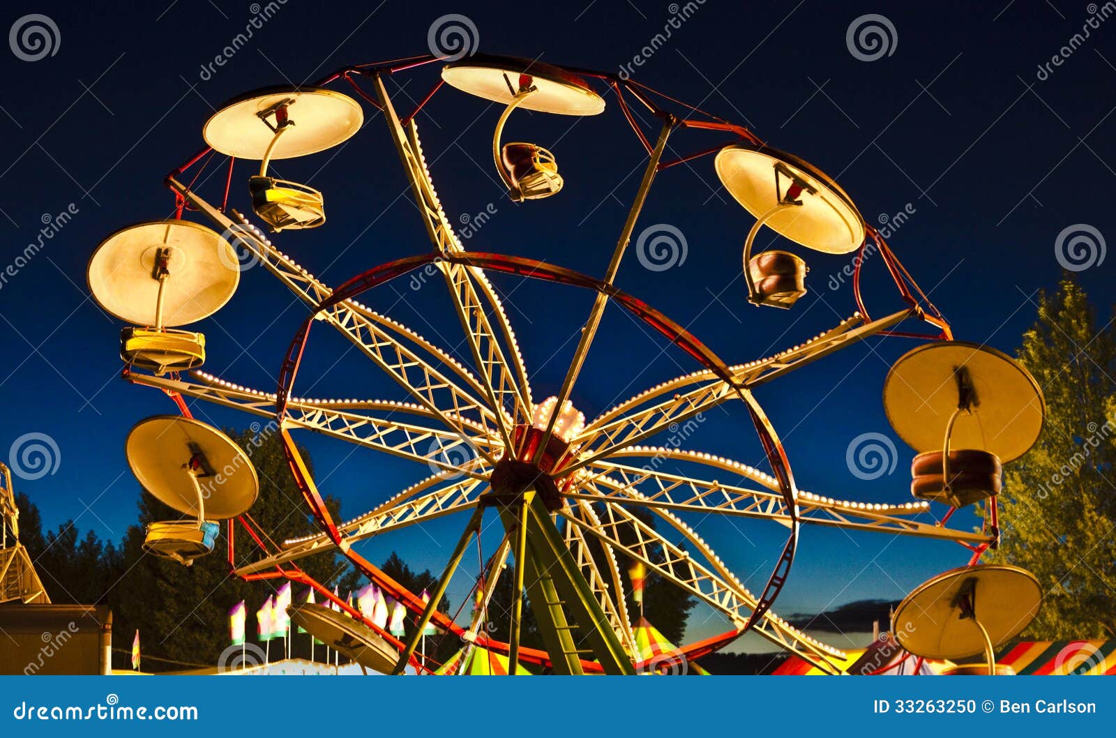 Carnival Sunset Umbrella Ride Stock Photo Image 33263250