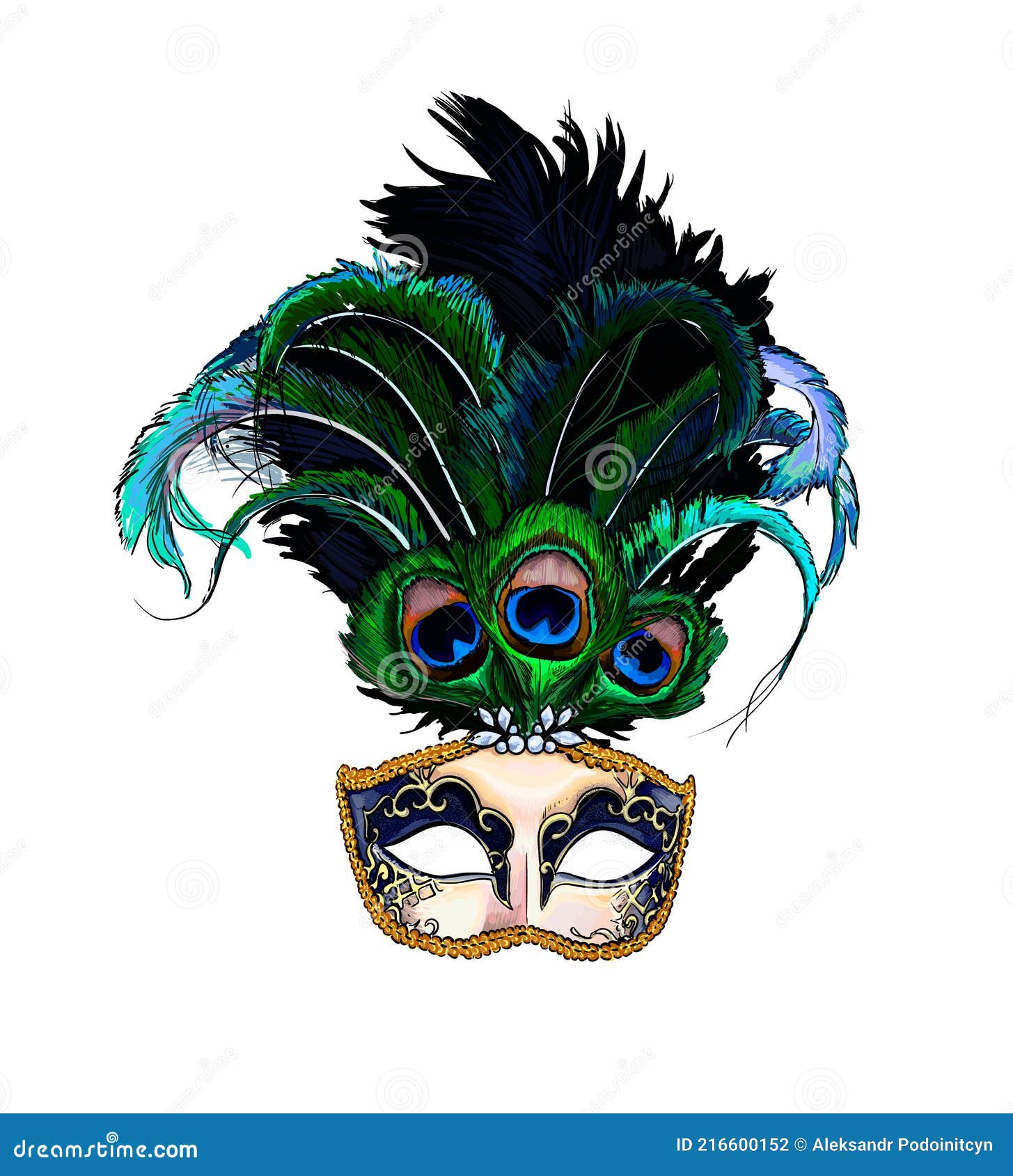 carnival venetian mask from a splash of watercolor, colored drawing, realistic