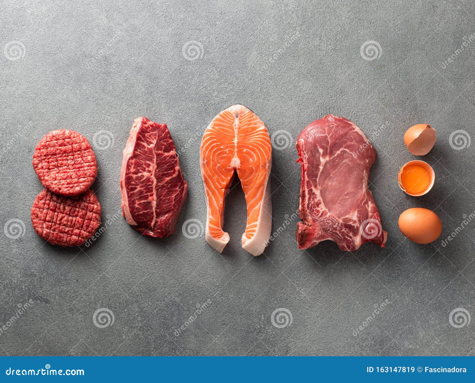 carnivore or keto diet, zero or low carb concept, top view