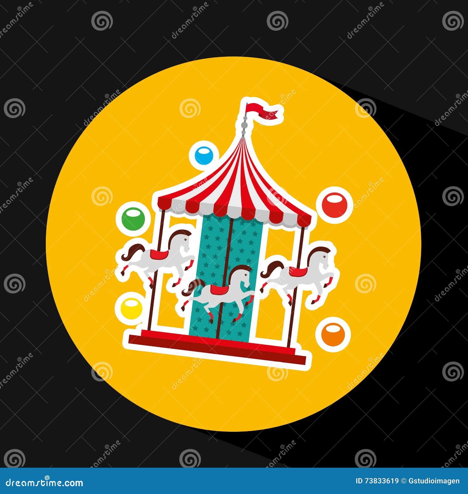 Carousel Horses Isolated Icon Design Stock Illustration - Illustration