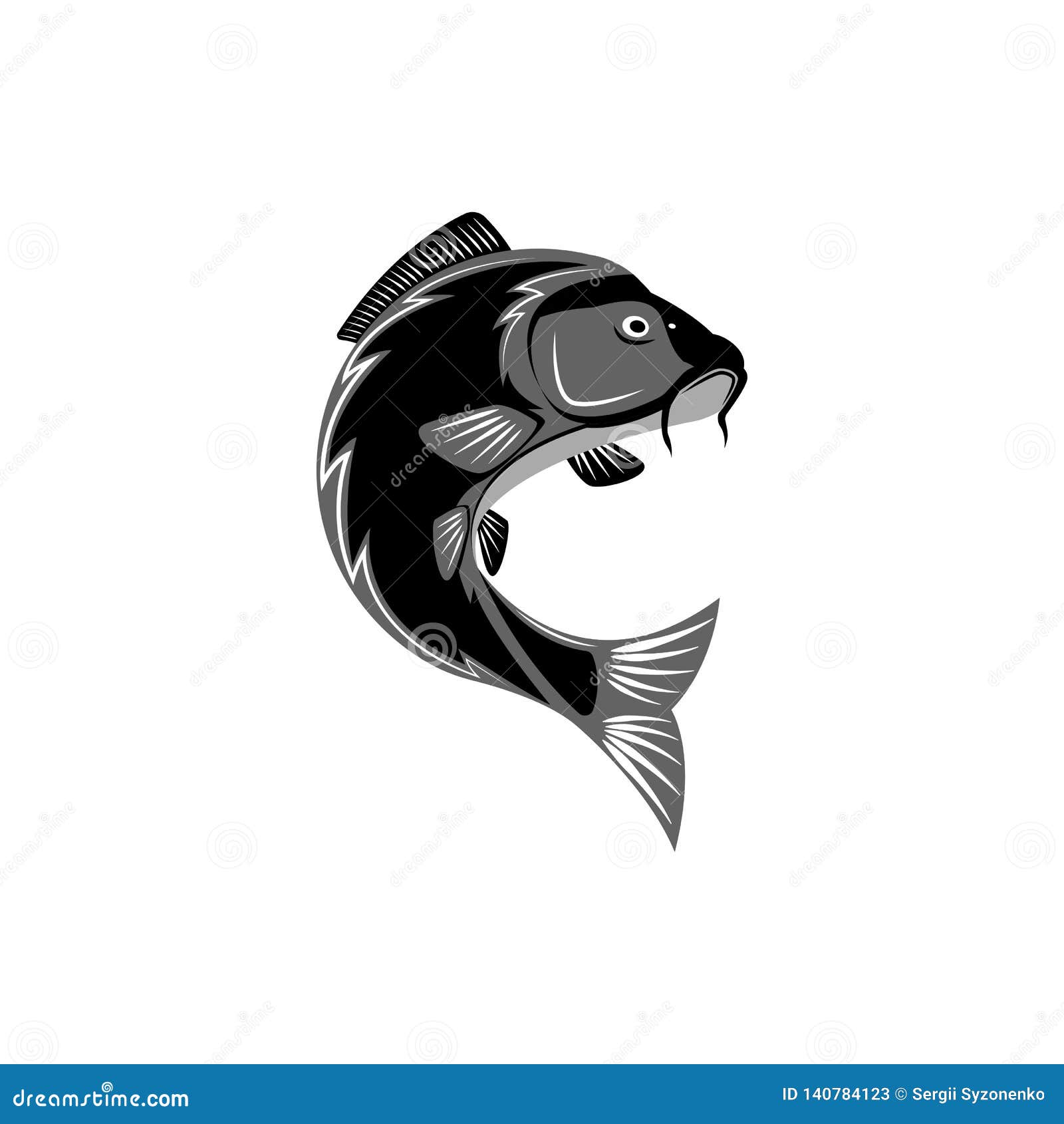 Carp Logo, Creative Pond Fish Template Logo, Round Emblem for a