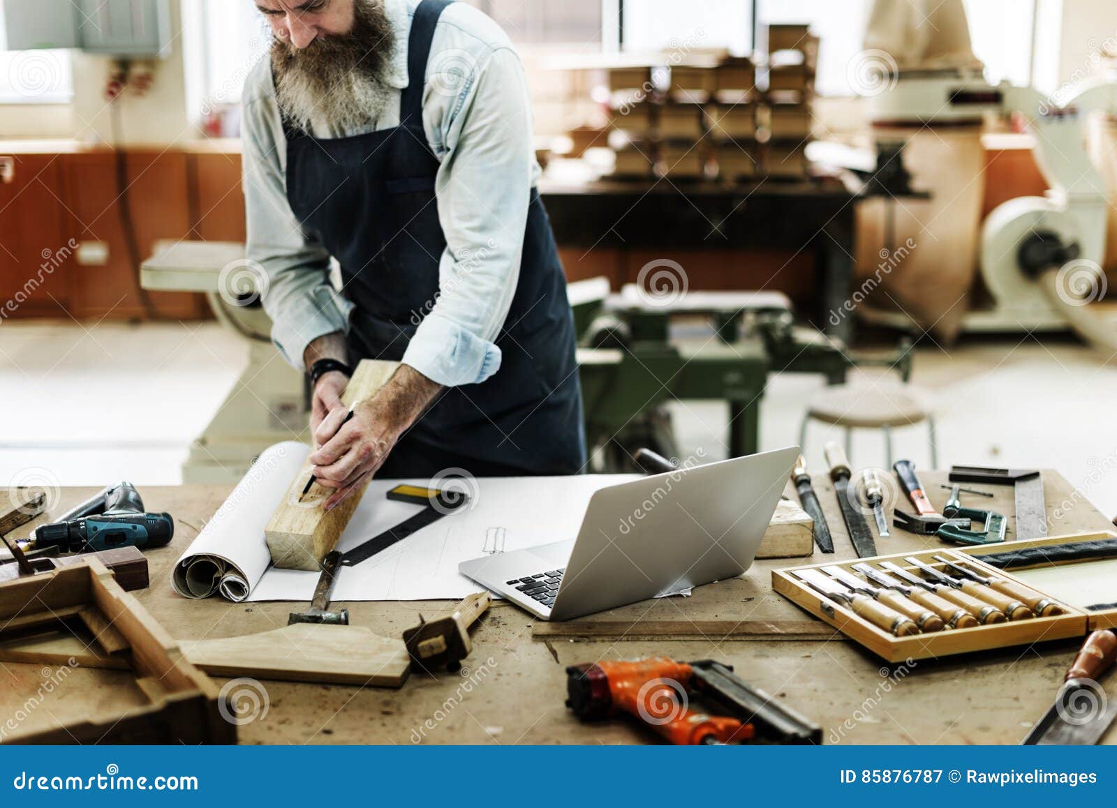 Carpenter Craftsman Handicraft Wooden Concept Stock Image