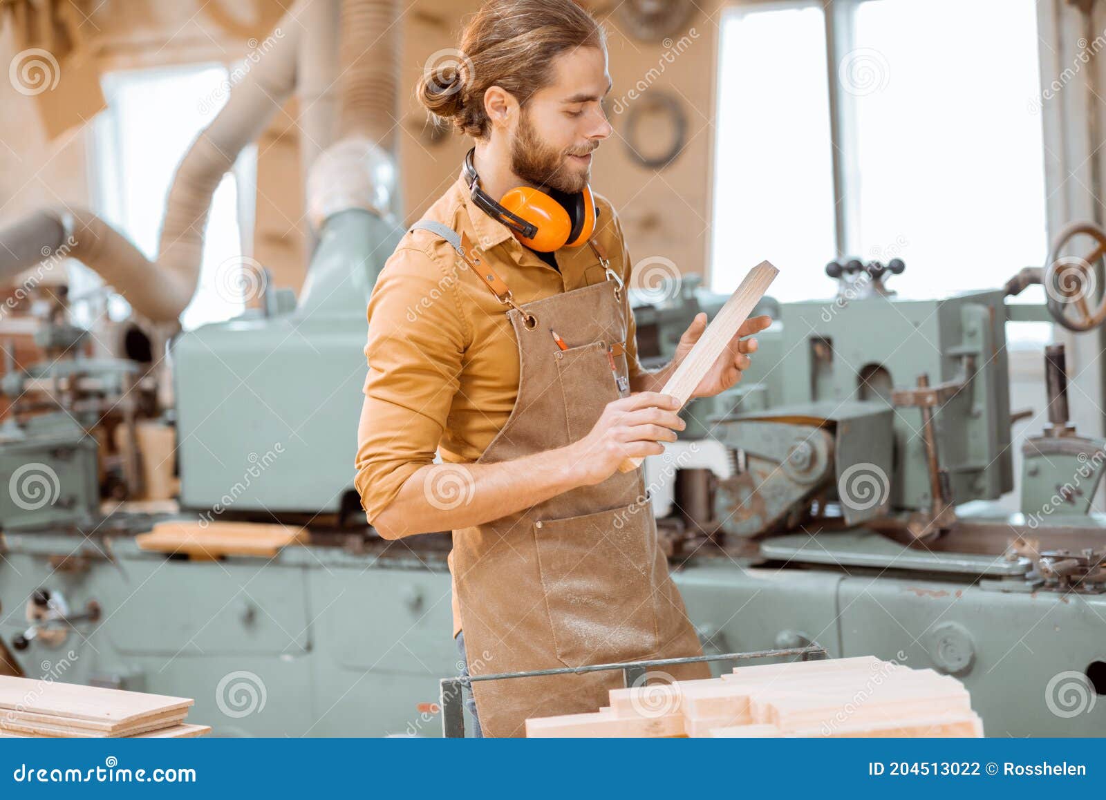 Carpenter with Cutter for Woodworking Machine Stock Photo Image of