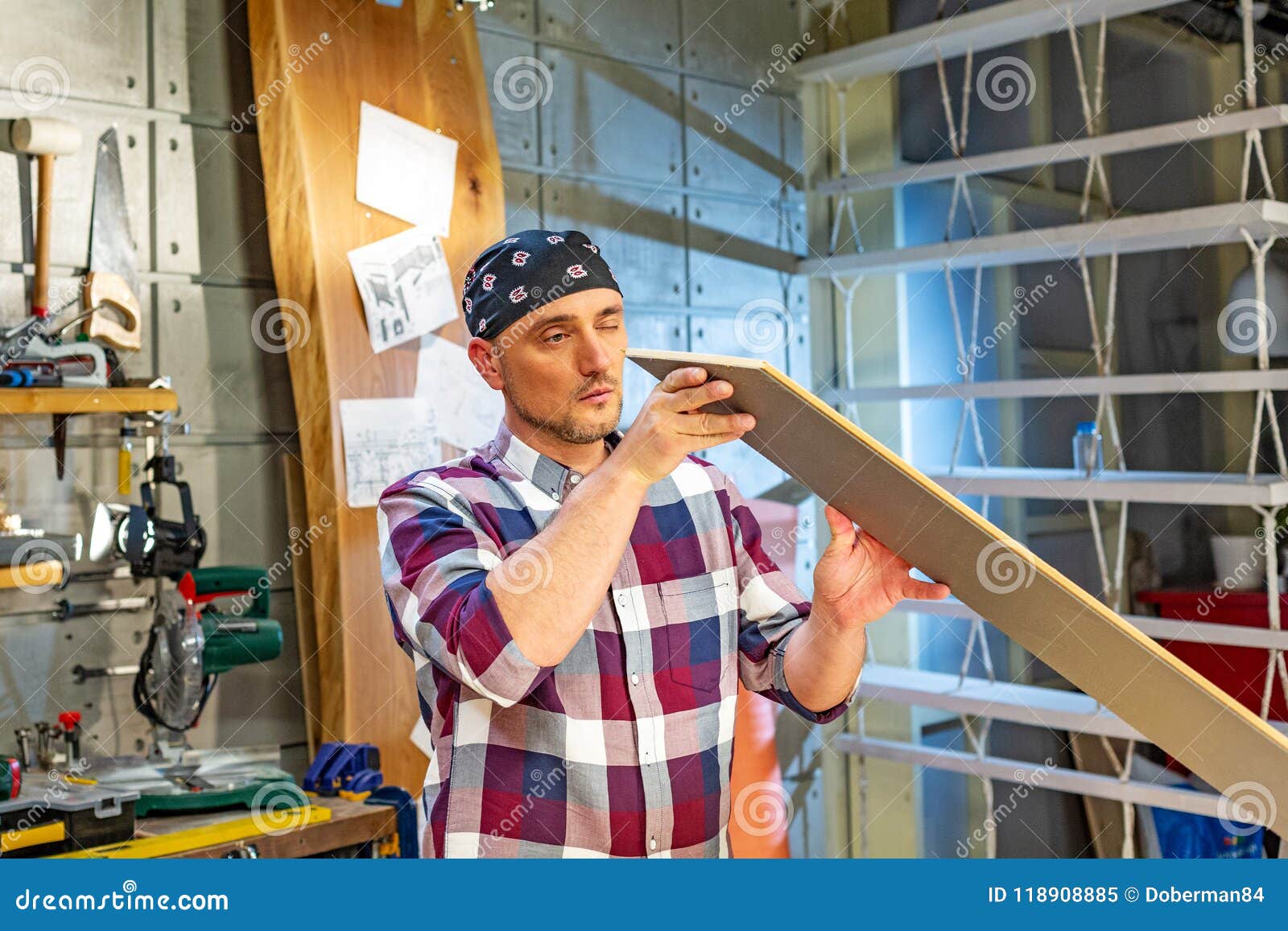Carpenter Doing His Job in Carpentry a Man in a Carpentry