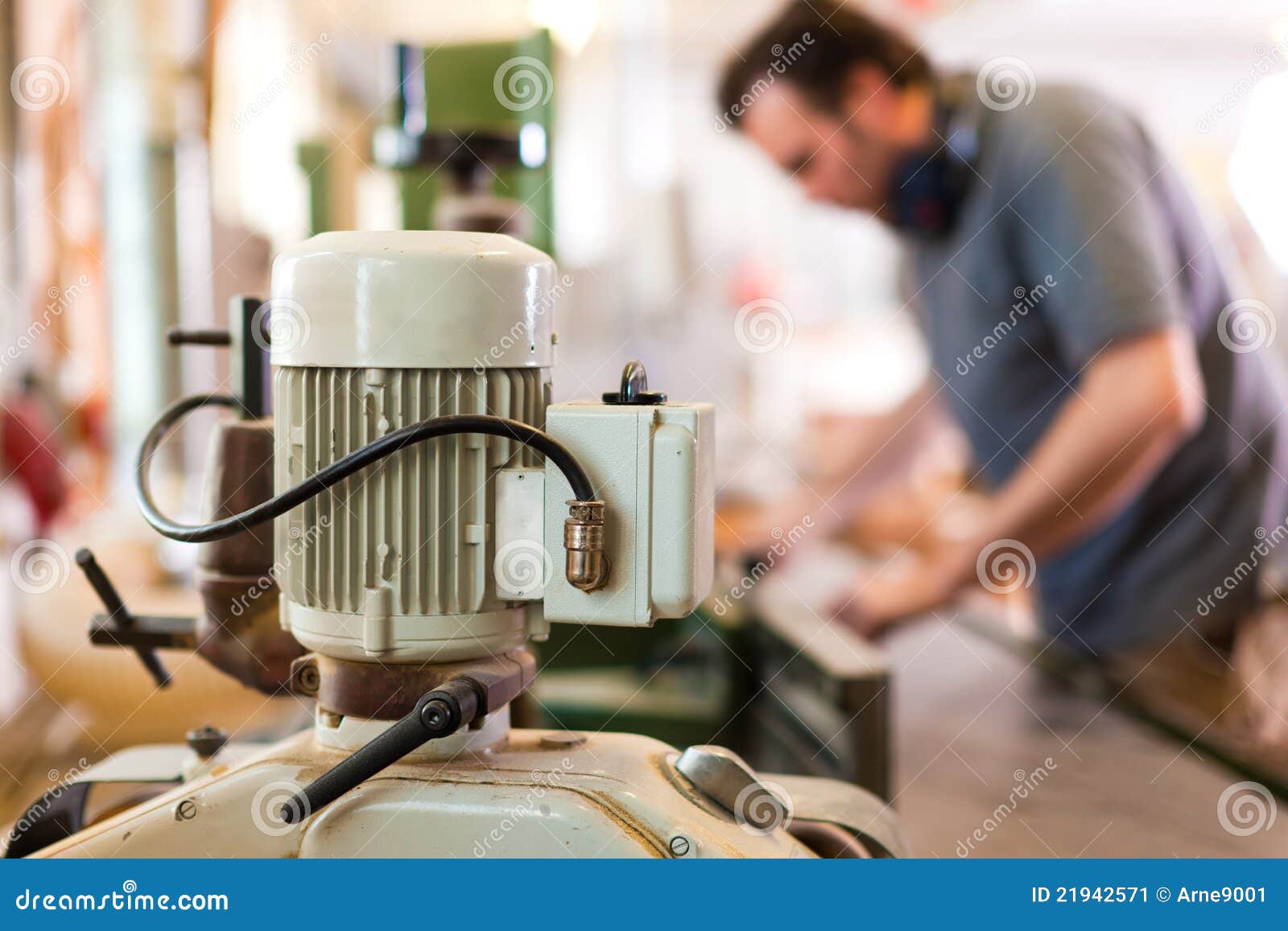 Carpenter with Electric Cutter Stock Image Image of wood, manual