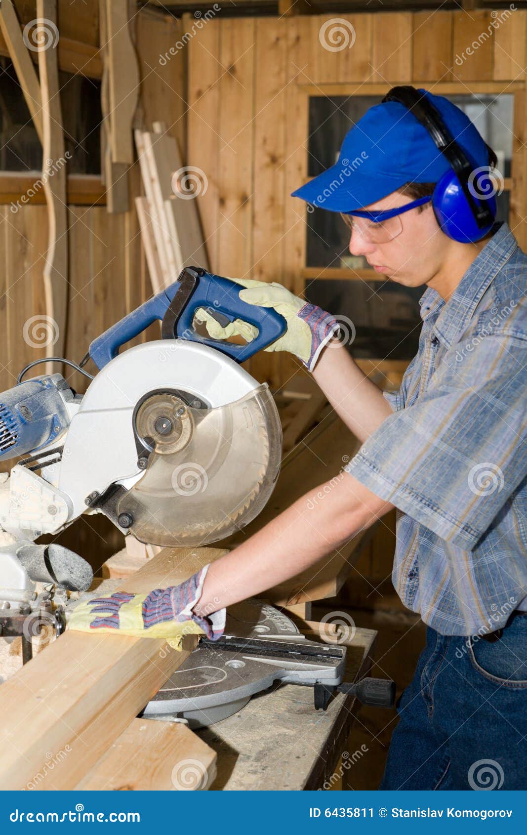 Carpenter & Electric Saw Stock Image Image of gloves, carpenter 6435811
