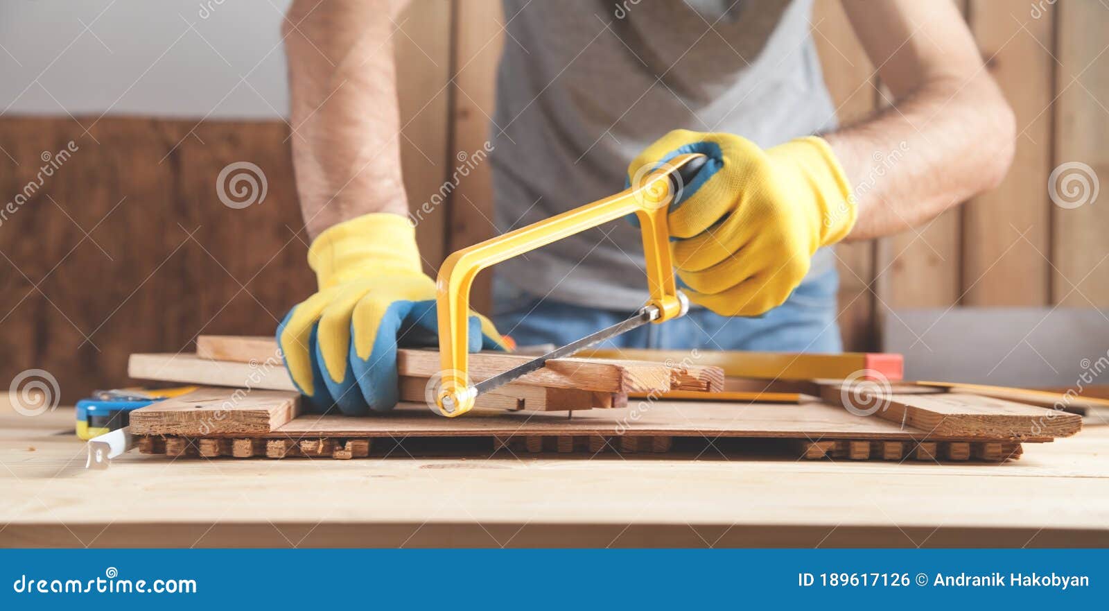 Carpenter Hand with Saw Cutting Board Stock Photo Image of instrument