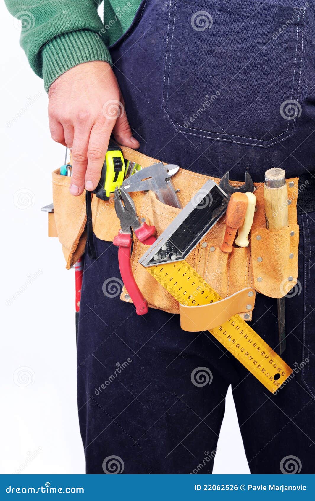 Carpenter Holding Different Tools on His Belt Stock Photo Image of