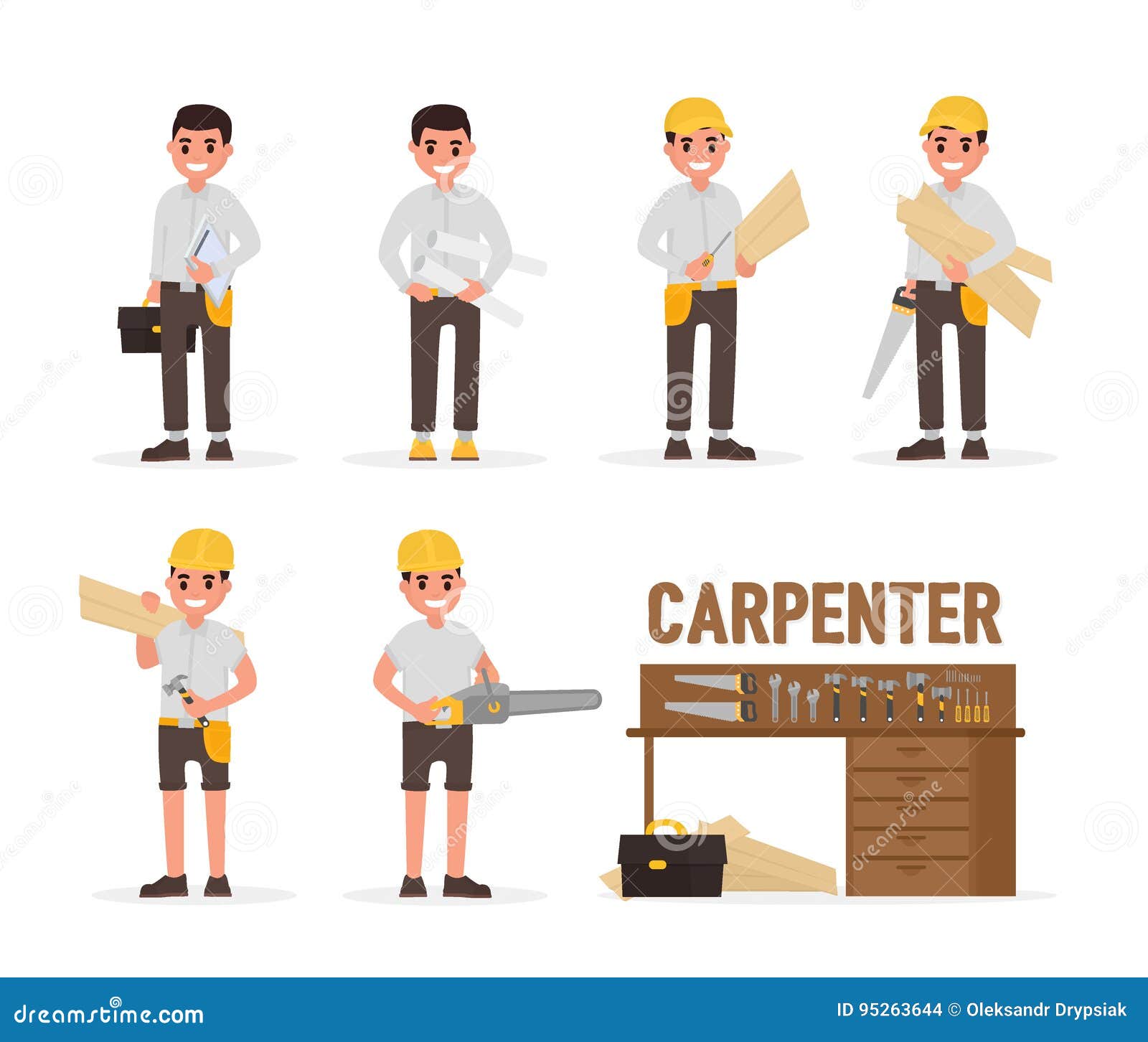 Carpenter, Joiner, Foreman, Engineer and Woodworker Elements Collection