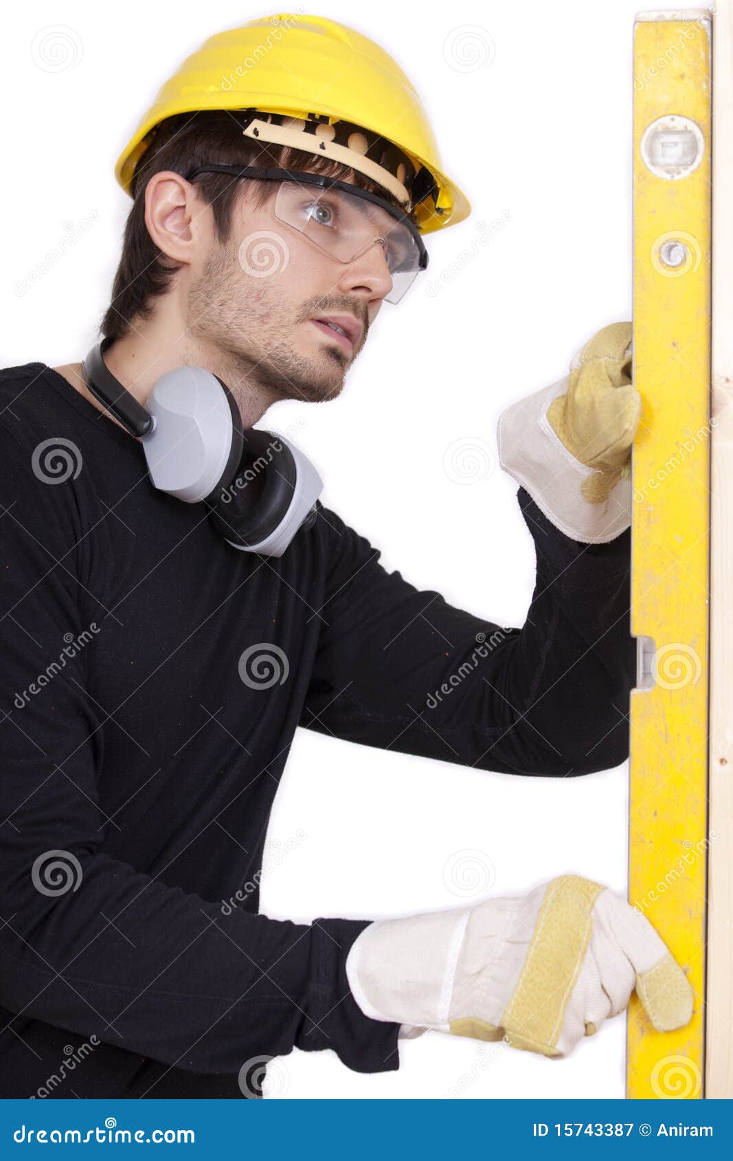 Carpenter with level stock image. Image of measurement 15743387