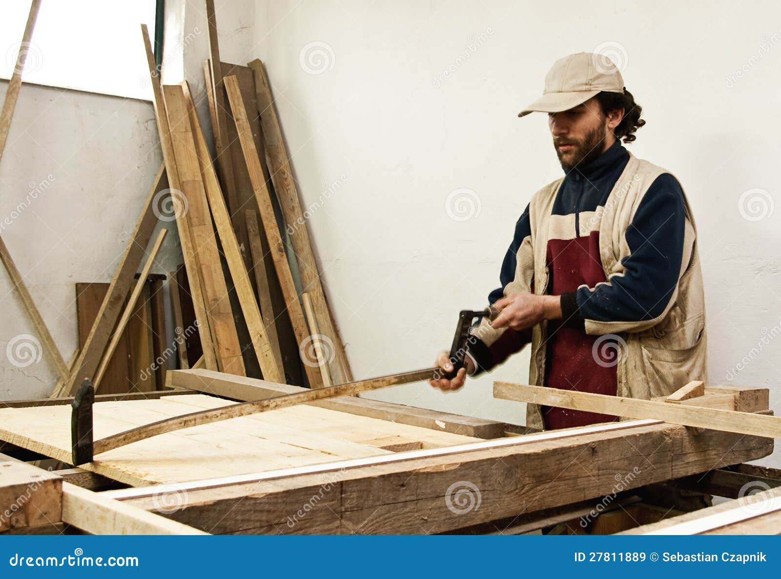 Carpenter Making Furniture Royalty Free Stock Images ...