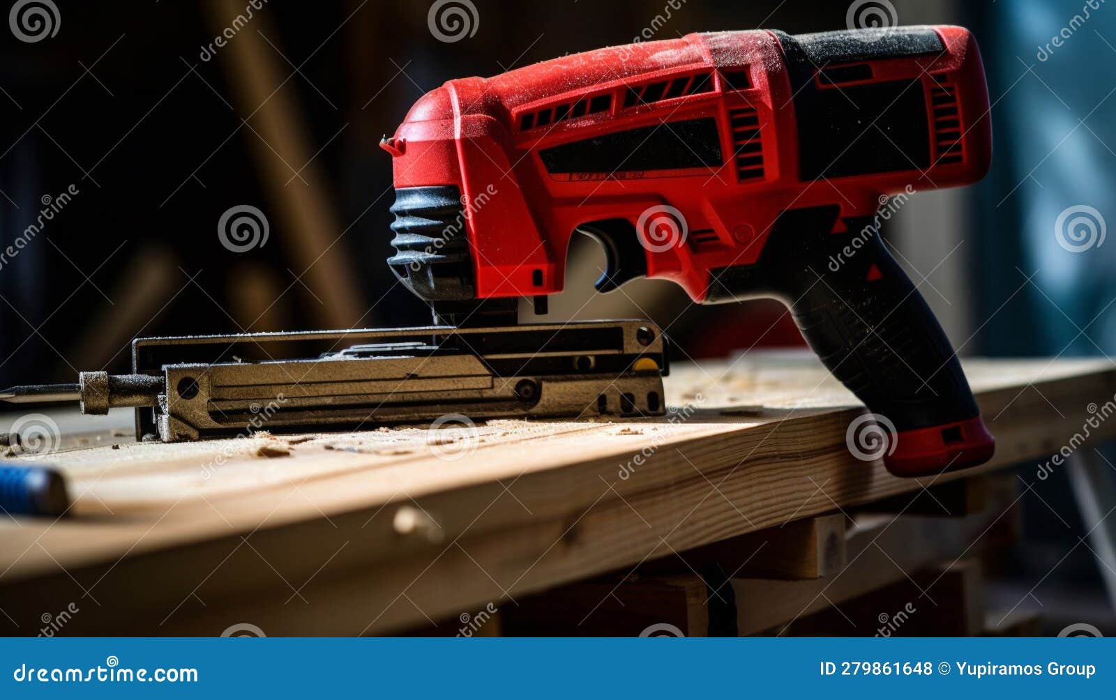 Carpenter Saws Timber with Electric Saw at Construction Site Generated