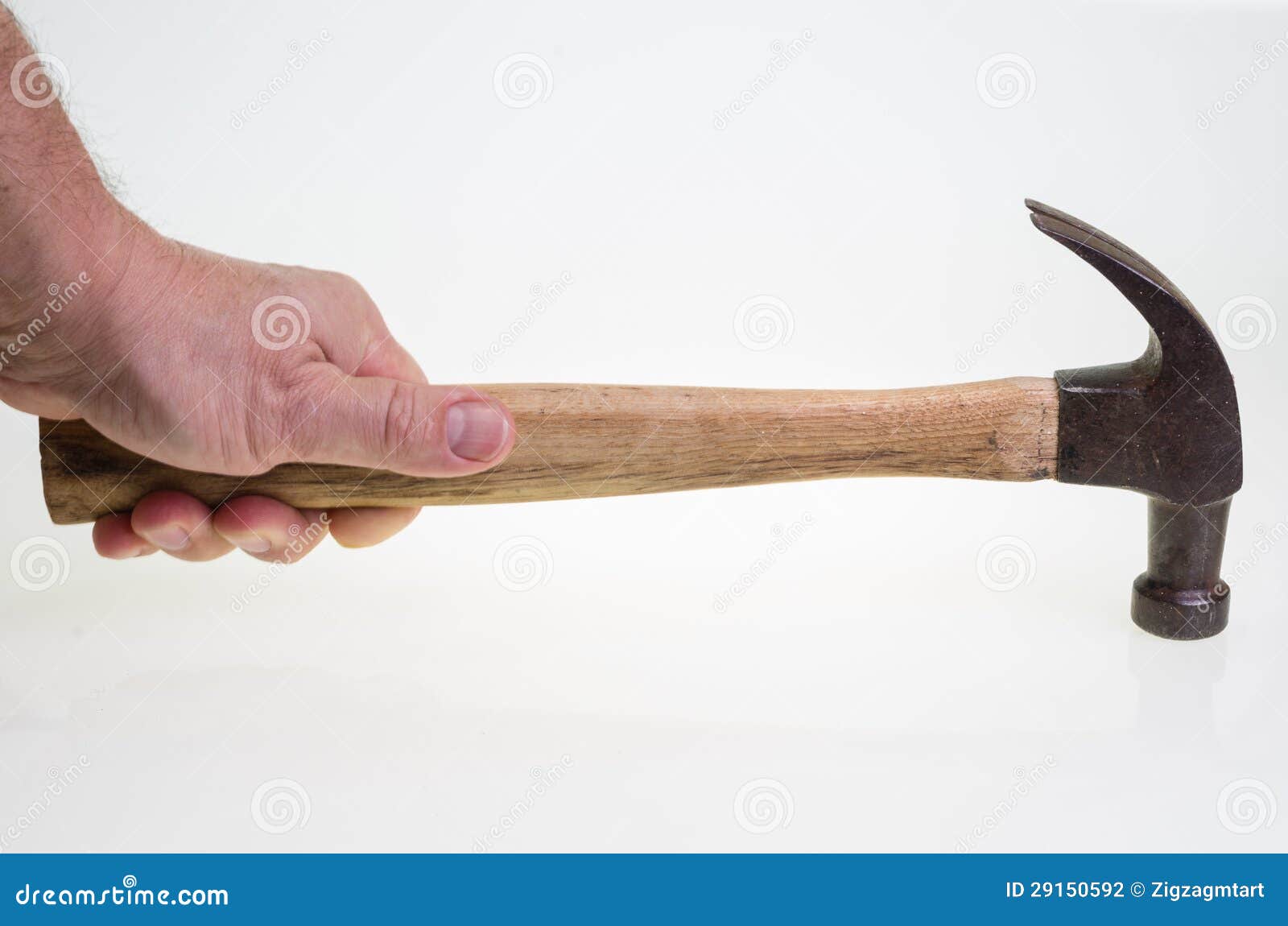 Carpenter Swinging a Hammer on White Stock Photo Image of handle