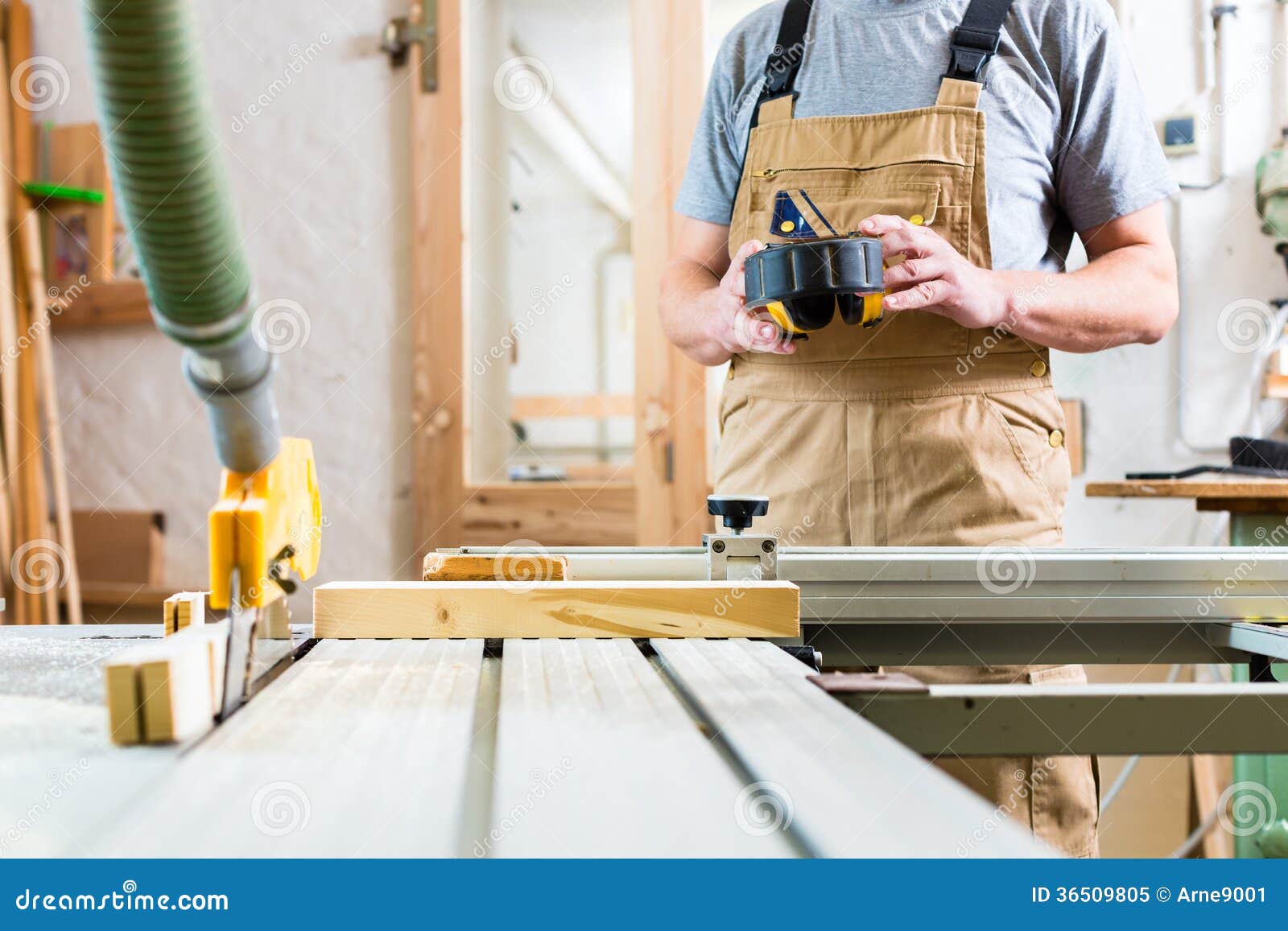 Carpenter Using Electric Saw in Carpentry Stock Image Image of craft