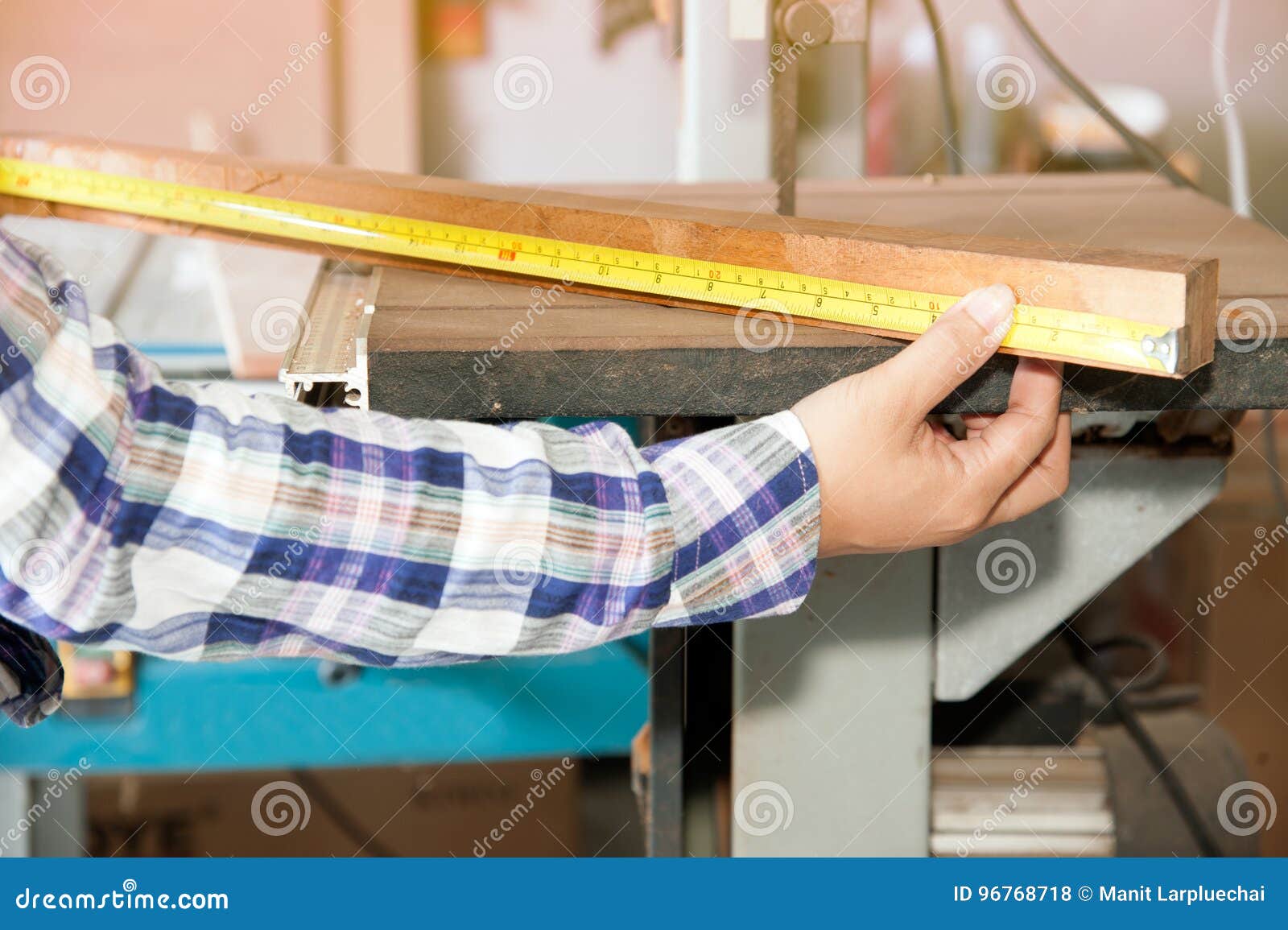 Carpenter Using a Measuring Tape Stock Photo Image of interior