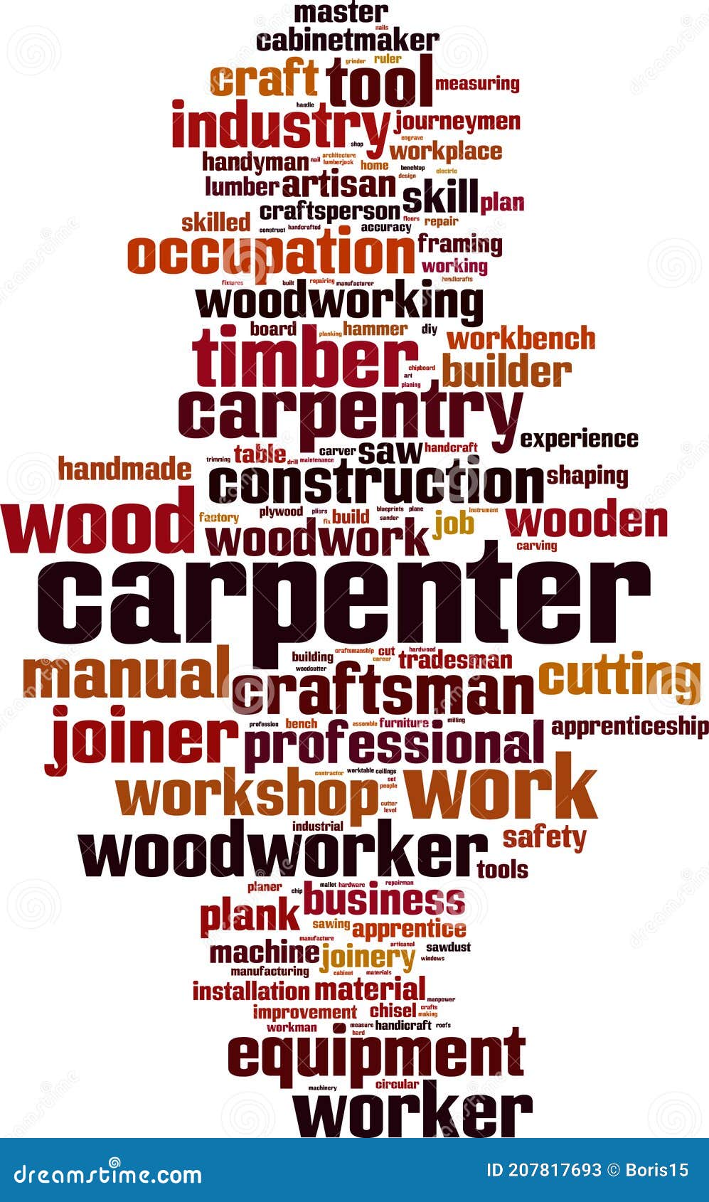 Carpenter word cloud stock vector. Illustration of material 207817693