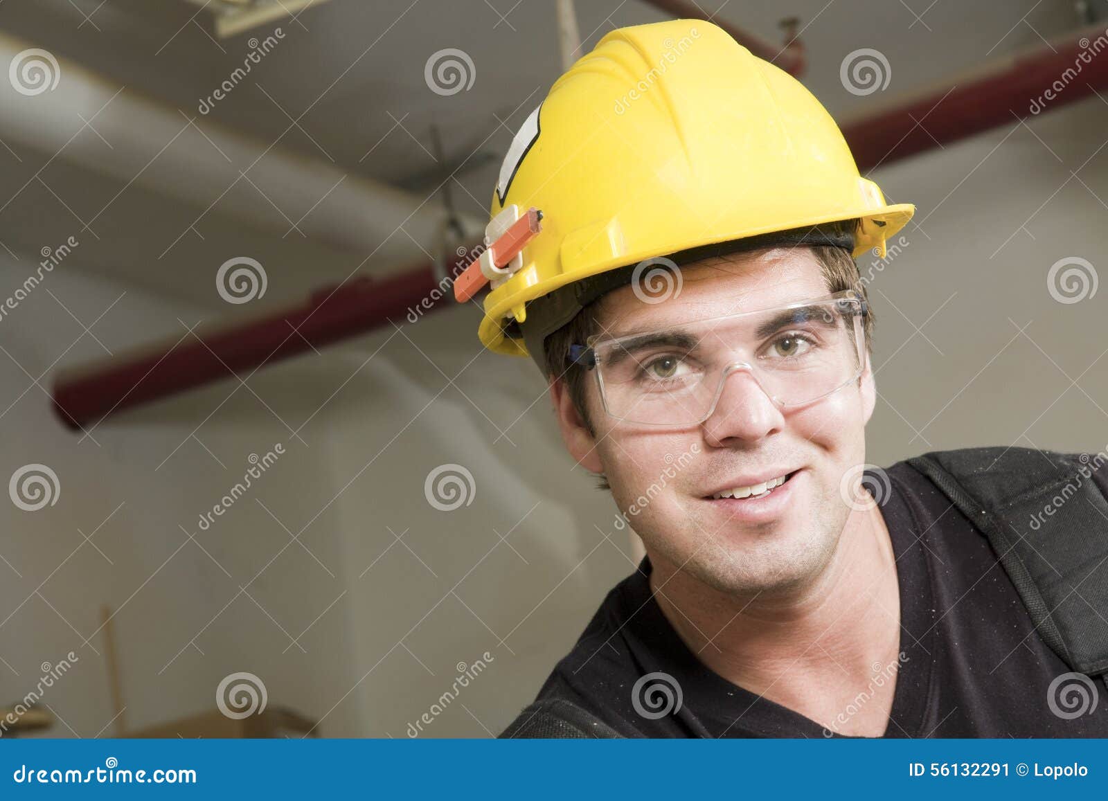 Carpenter at Work on Job Using Power Tool Stock Image Image of frame